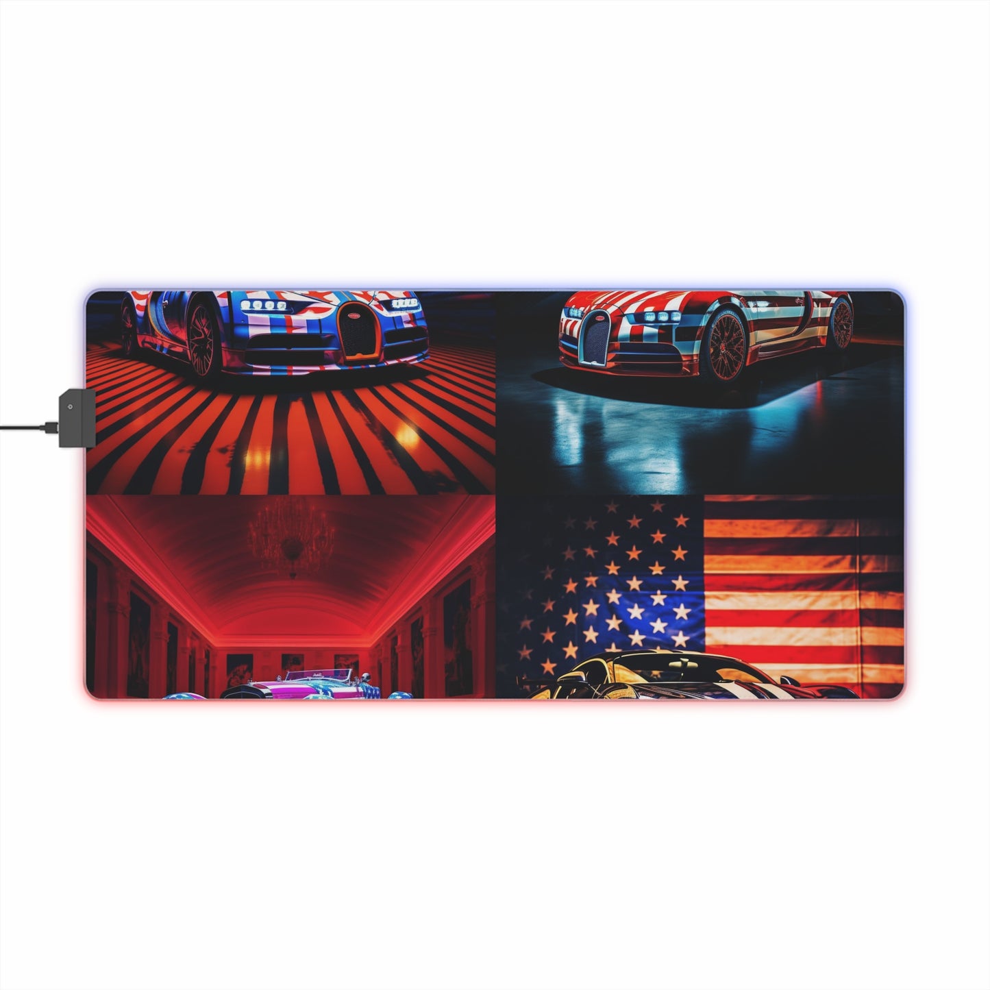 LED Gaming Mouse Pad Macro Bugatti American Flag 5