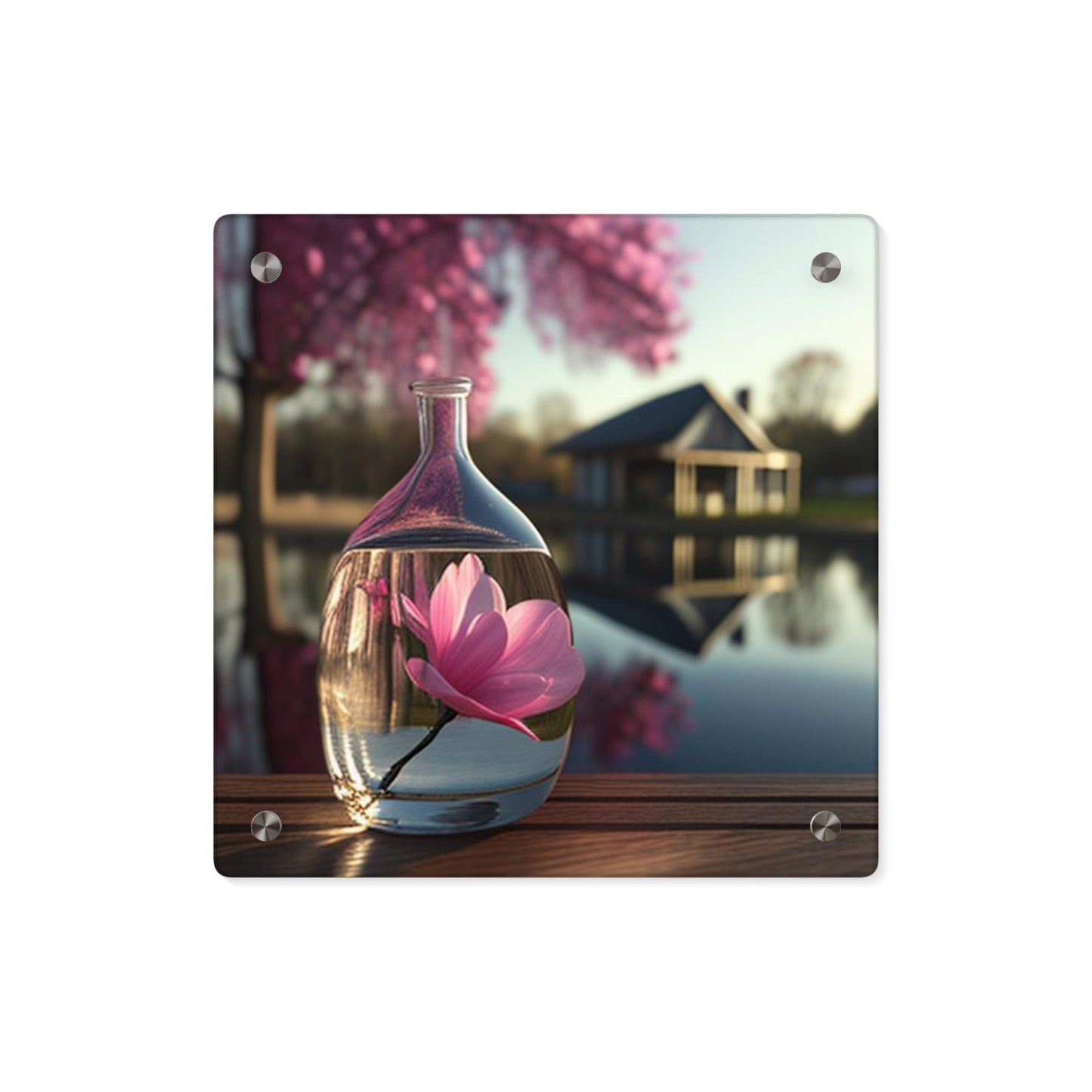 Acrylic Wall Art Panels Magnolia in a Glass vase 2