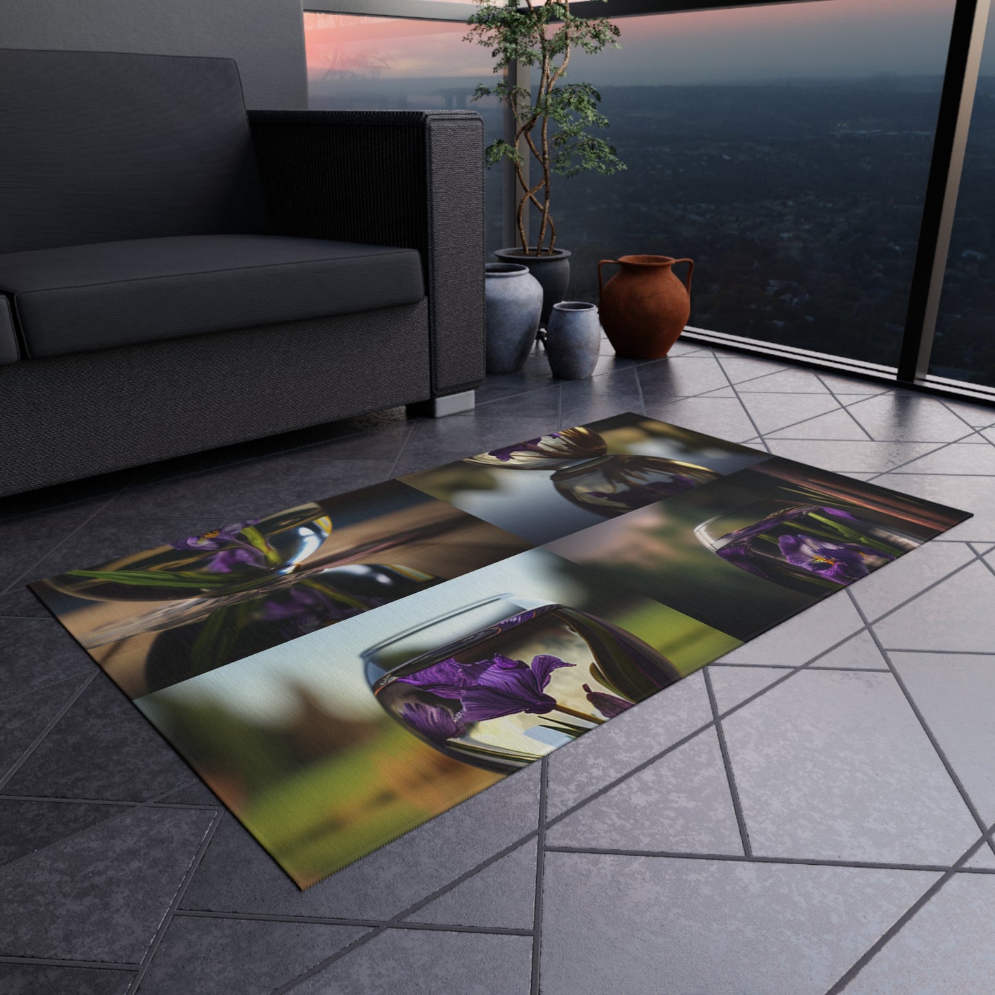Outdoor Rug  Purple Iris in a vase 5
