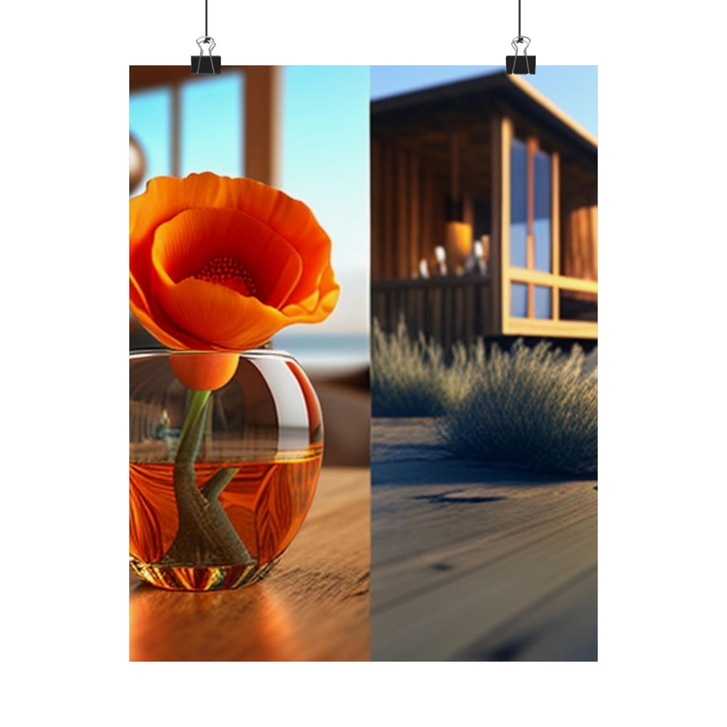 Premium Matte Vertical Posters Poppy in a Glass Vase 3