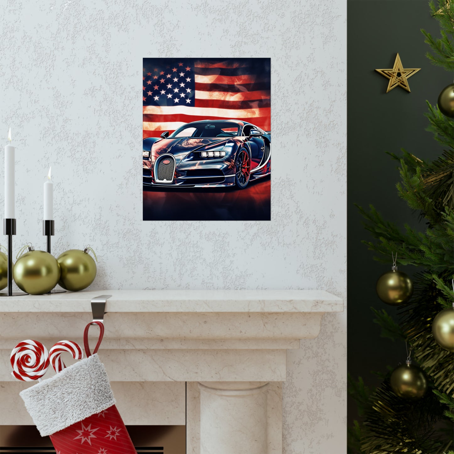 Premium Matte Vertical Posters Abstract American Flag Background Bugatti 4