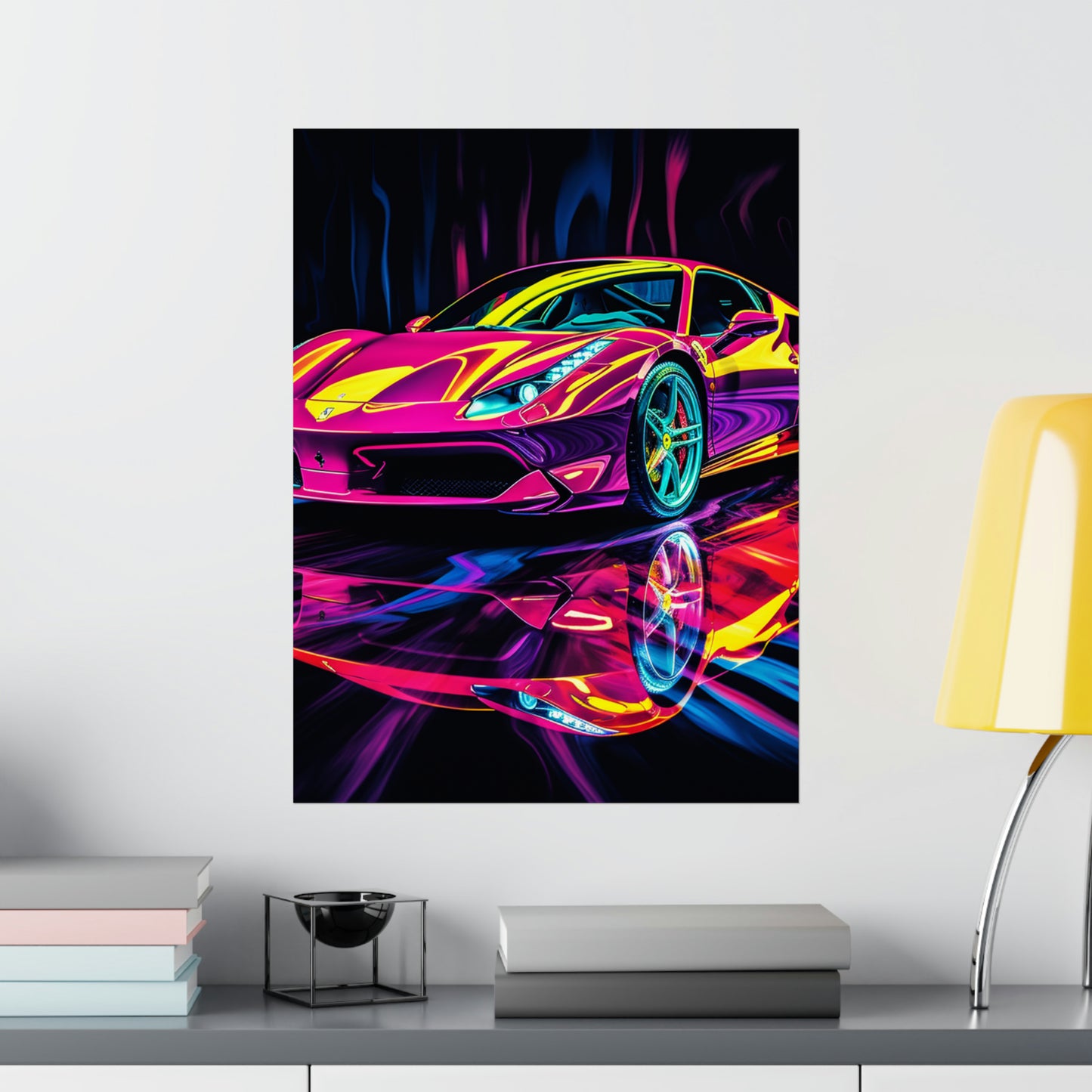 Premium Matte Vertical Posters Pink Ferrari Macro 2