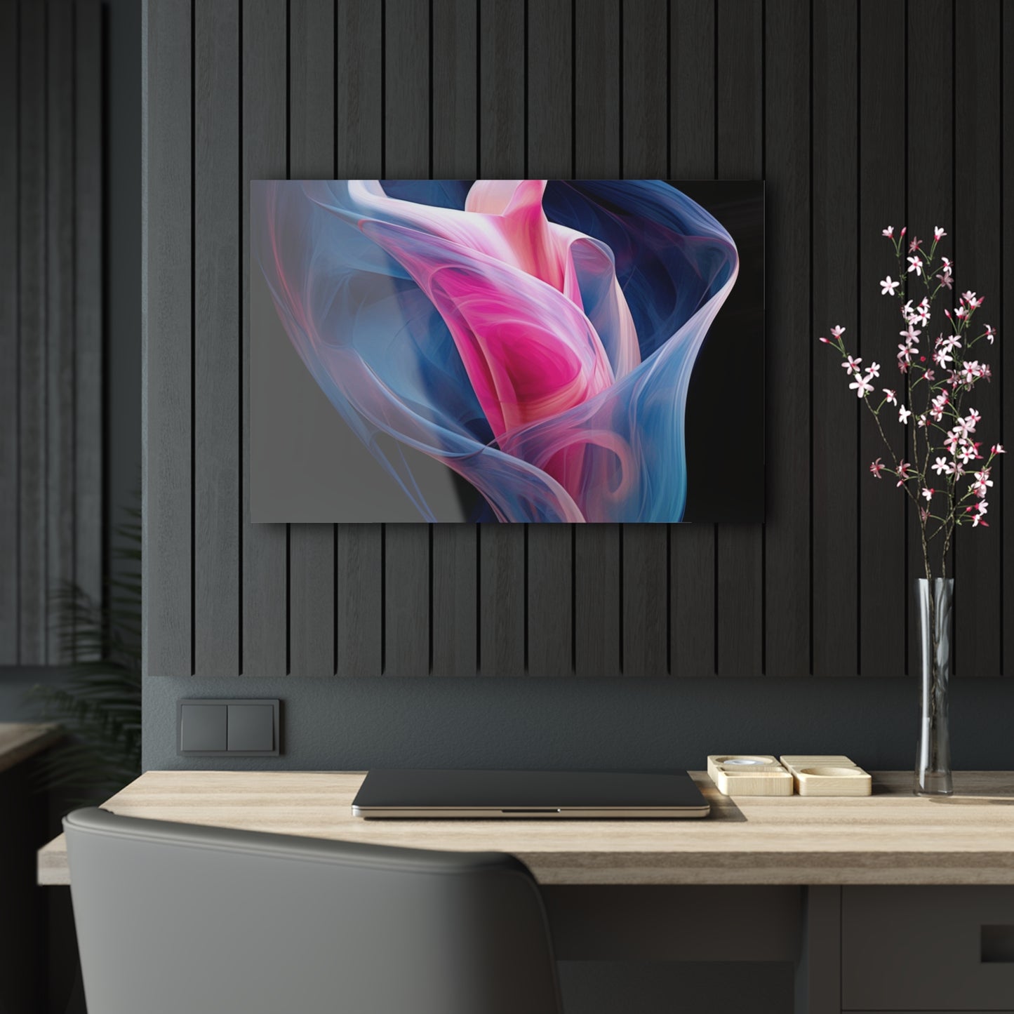 Acrylic Prints Pink & Blue Tulip Rose 3