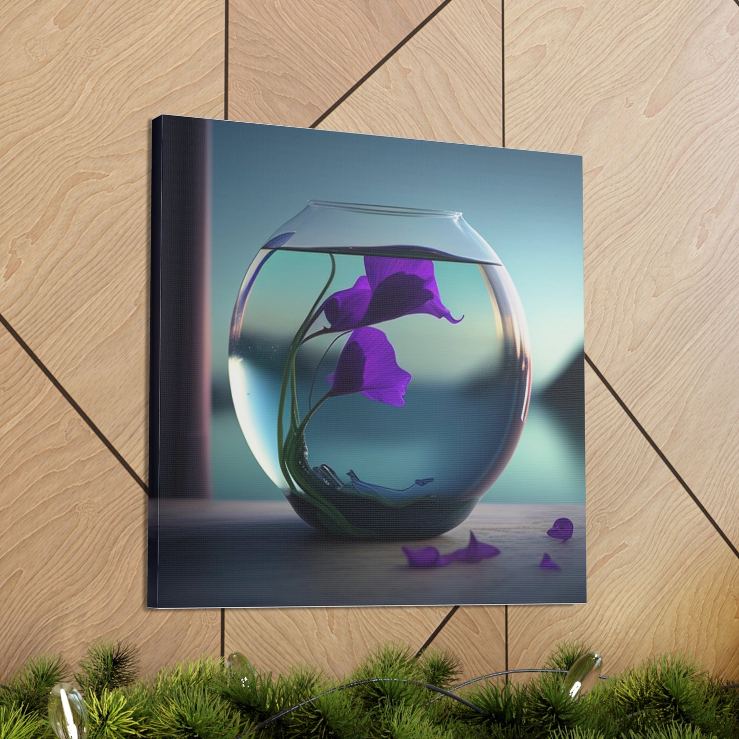Canvas Gallery Wraps Purple Sweet pea in a vase 2