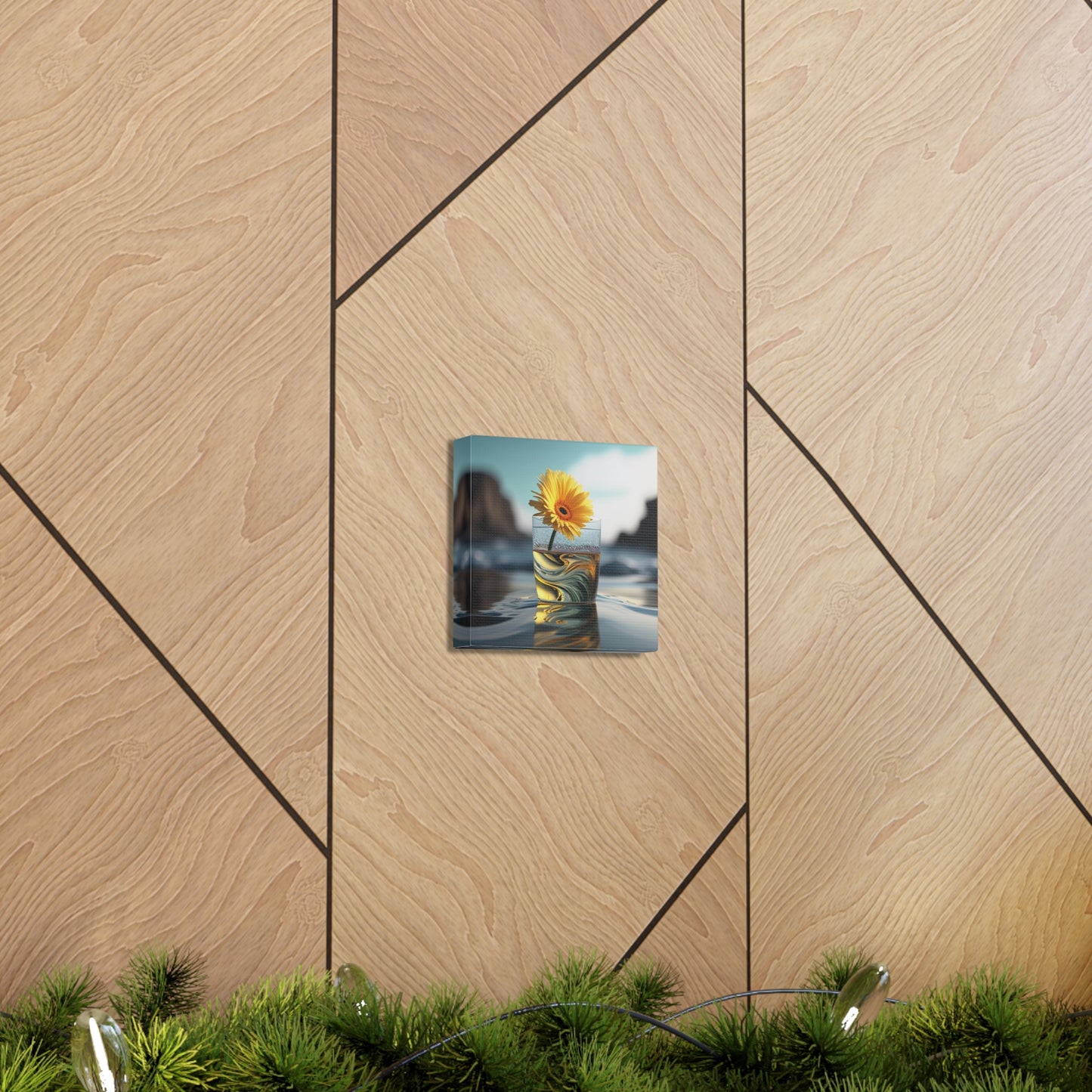 Canvas Gallery Wraps yello Gerbera glass 2