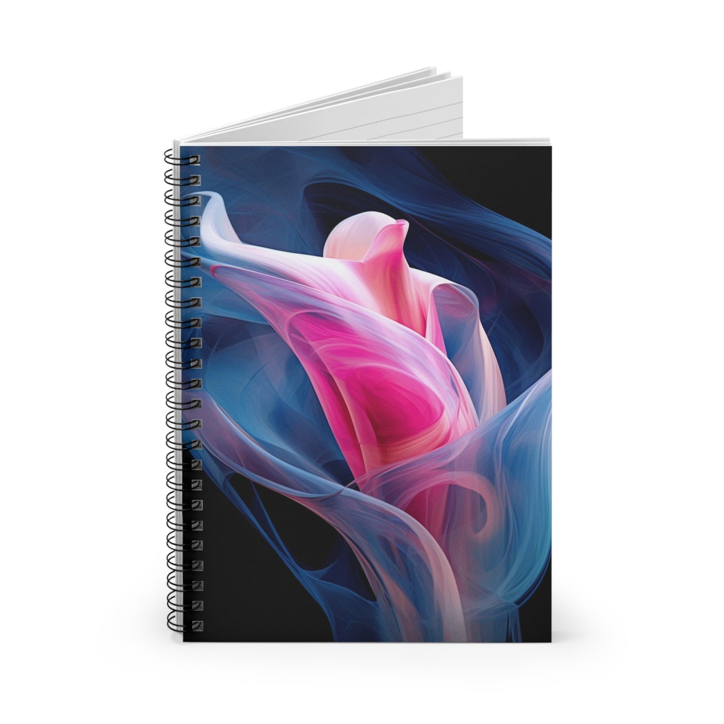 Spiral Notebook - Ruled Line Pink & Blue Tulip Rose 3