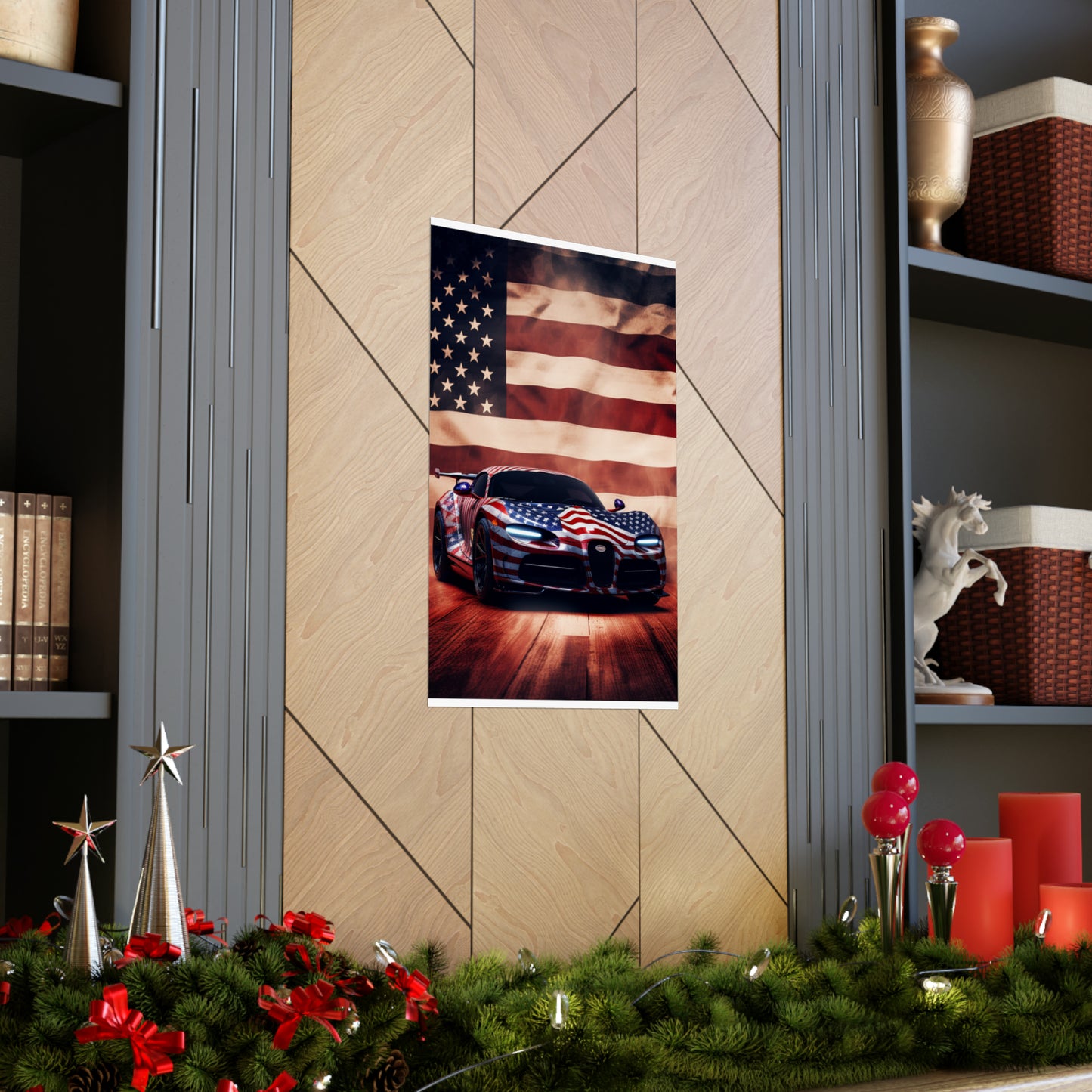 Premium Matte Vertical Posters Abstract American Flag Background Bugatti 2