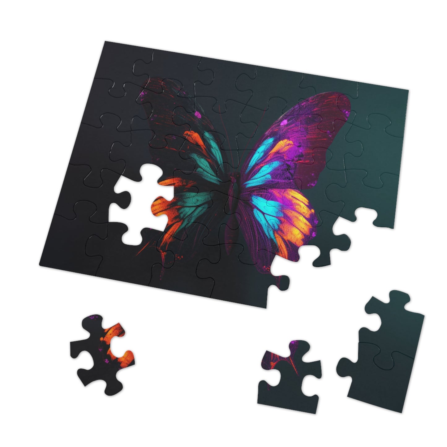 Jigsaw Puzzle (30, 110, 252, 500,1000-Piece) Hyper Colorful Butterfly Purple 2