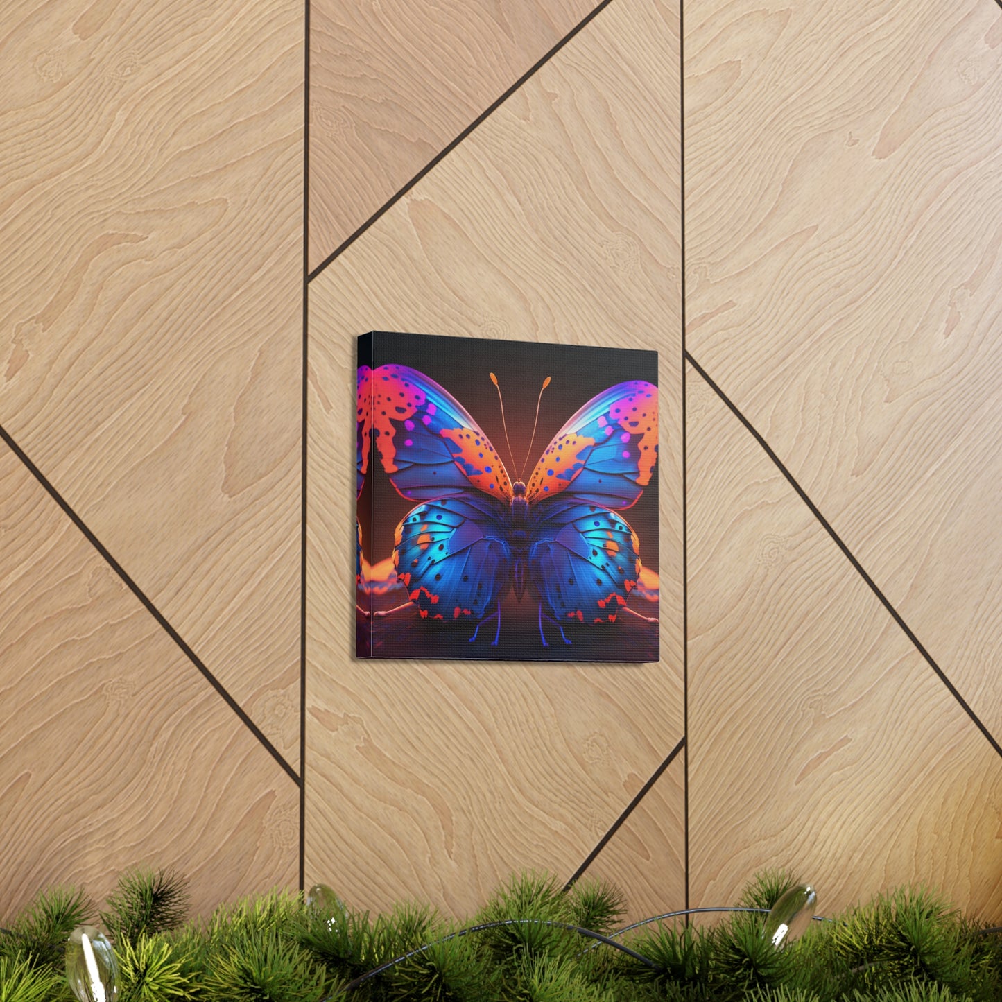 Canvas Gallery Wraps Neon Butterfly Macro 3