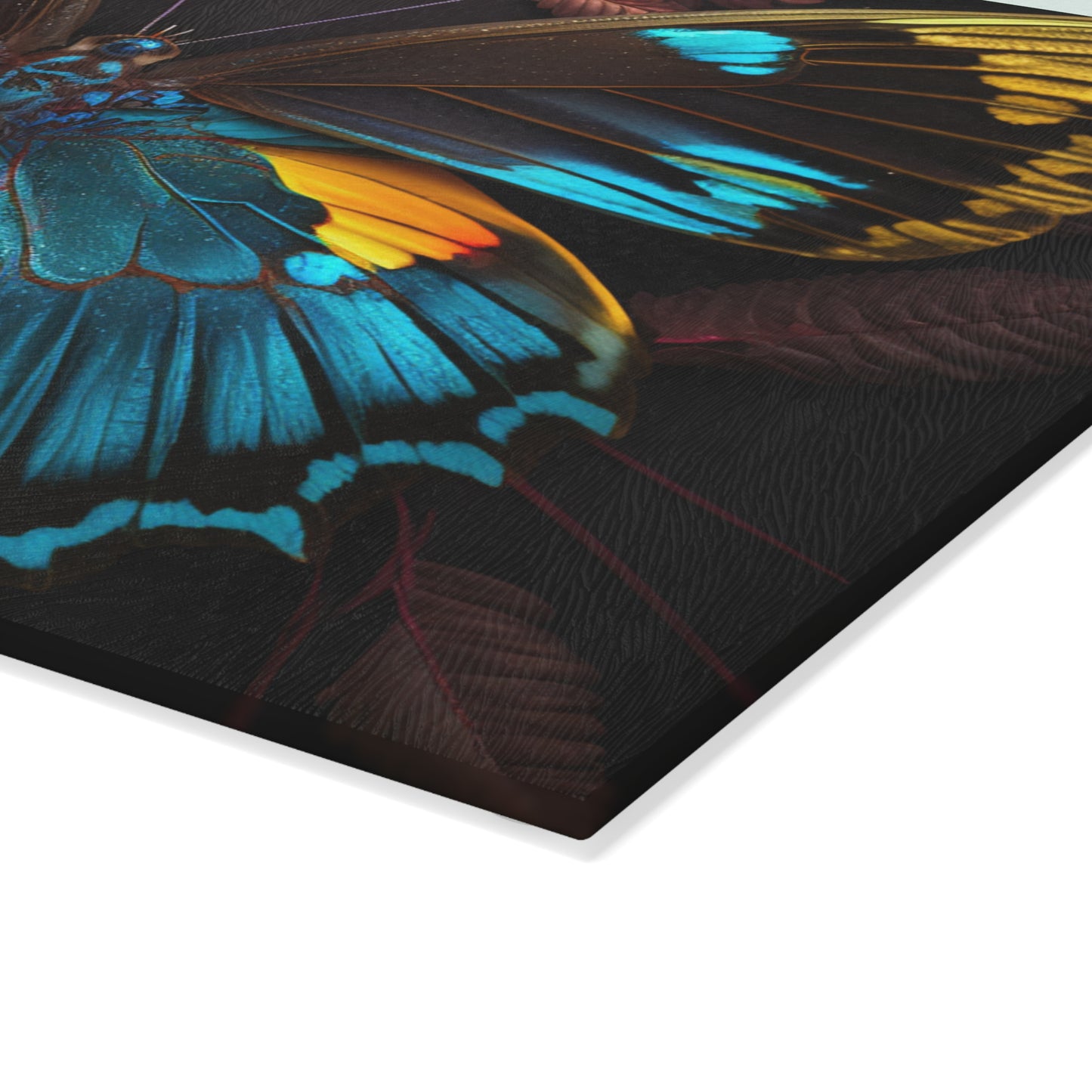 Glass Cutting Board Neon Butterfly Flair 1