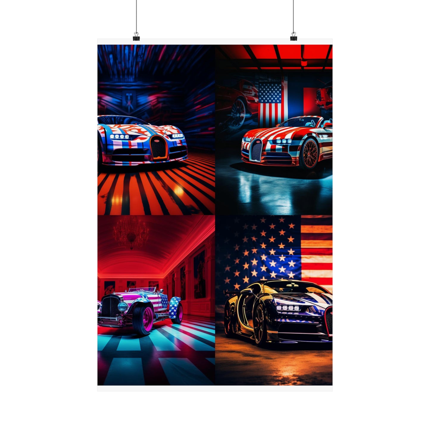 Premium Matte Vertical Posters Macro Bugatti American Flag 5