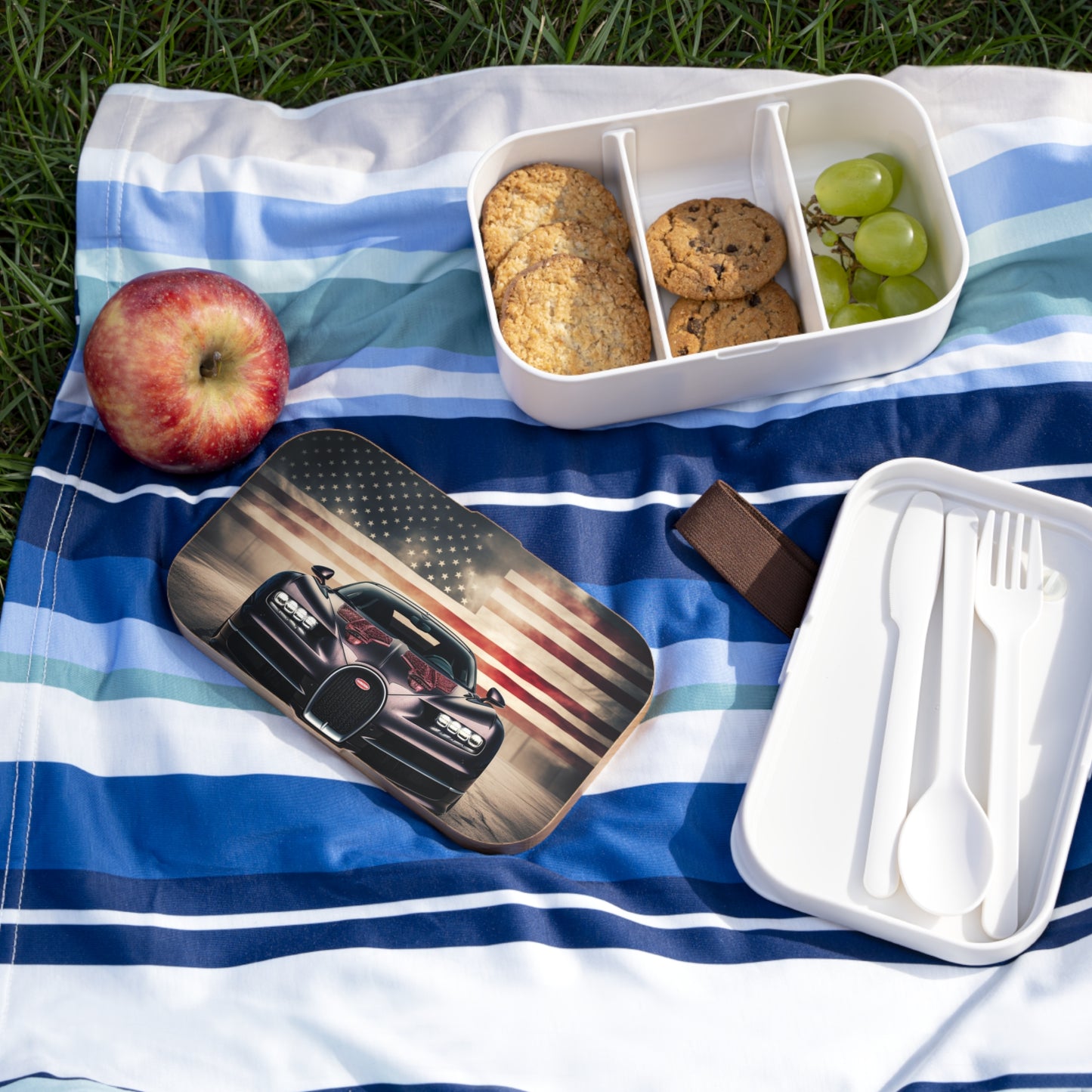 Bento Lunch Box American Flag Background Bugatti 2