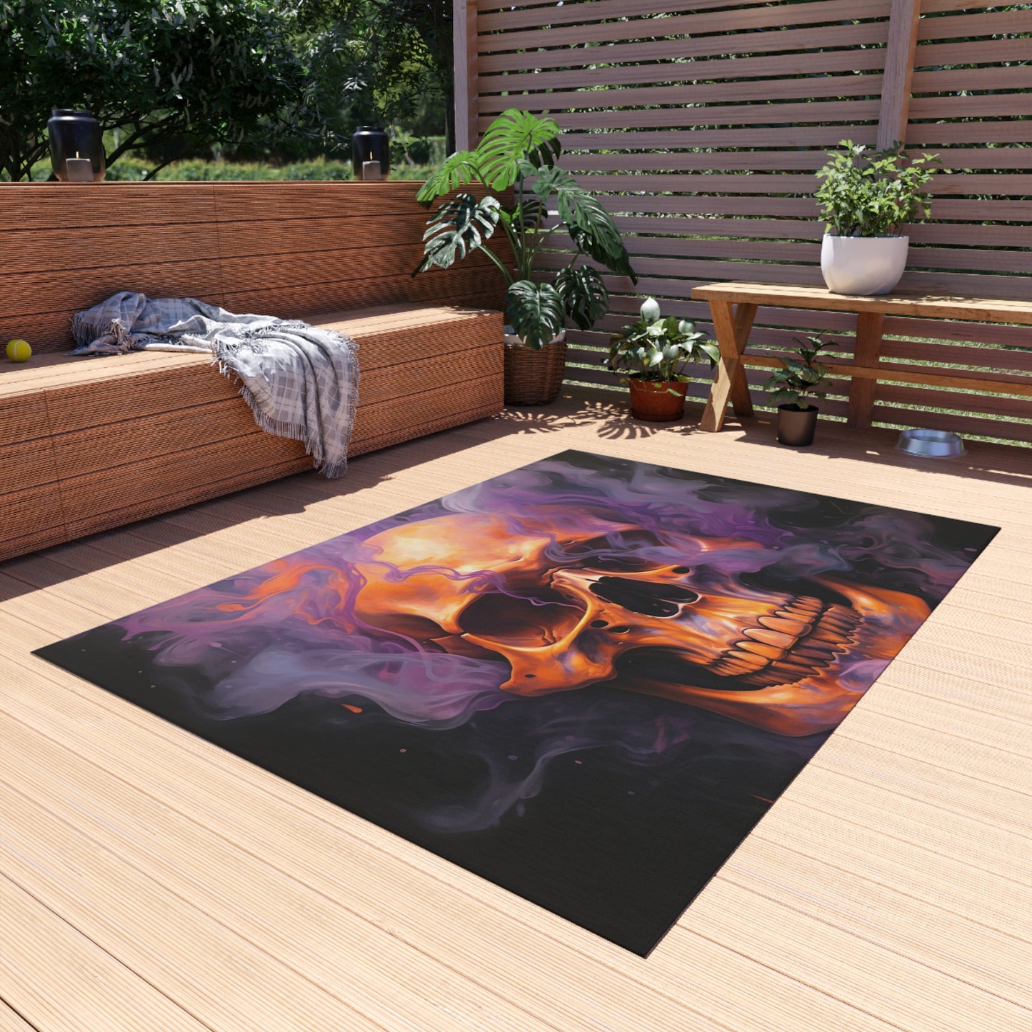 Outdoor Rug  Skull Flames 4