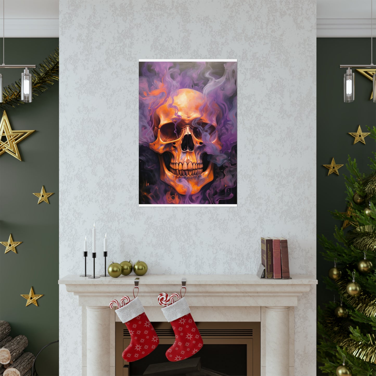 Premium Matte Vertical Posters Skull Flames 4