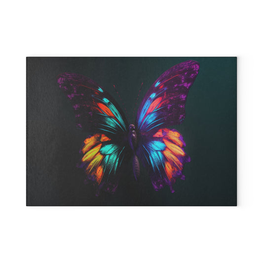 Glass Cutting Board Hyper Colorful Butterfly Purple 1