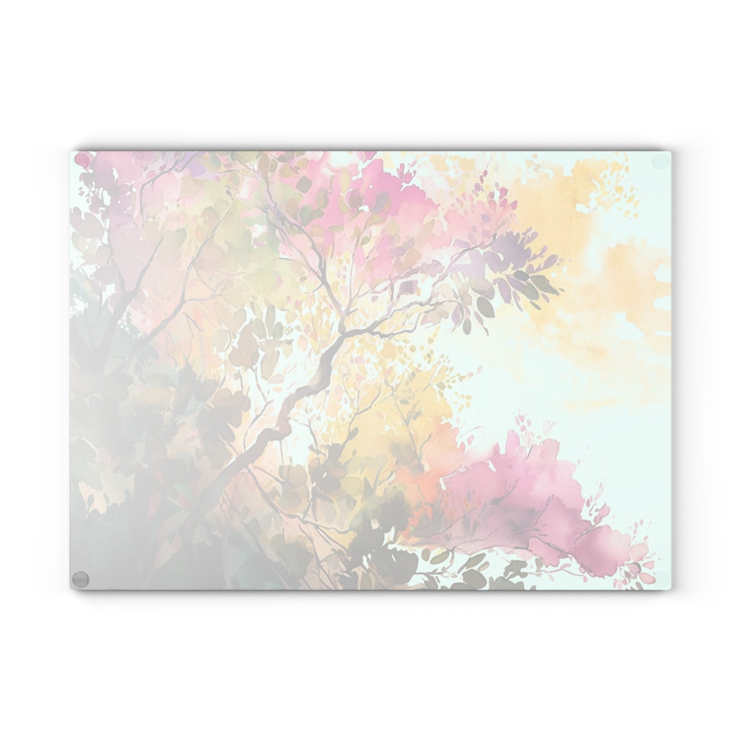 Glass Cutting Board Mother Nature Bright Spring Colors Realistic Watercolor 2