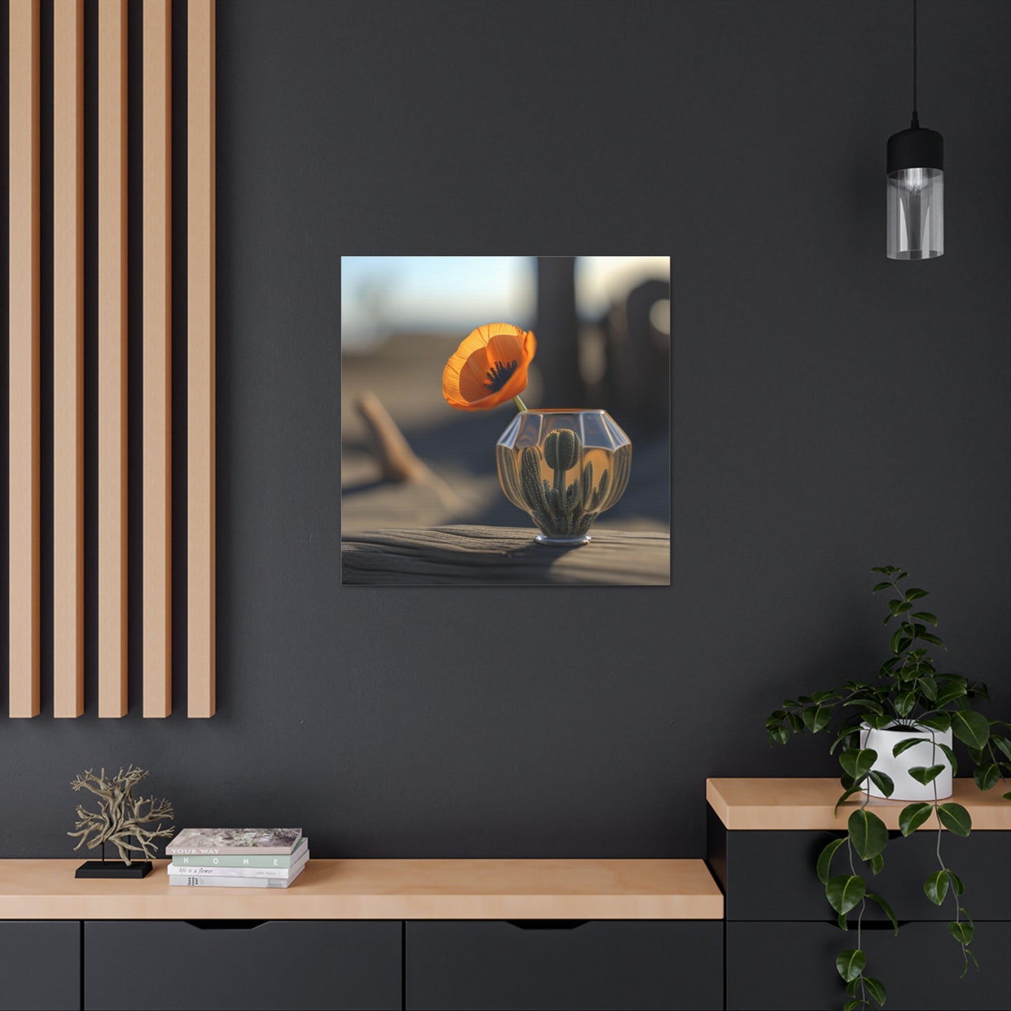 Canvas Gallery Wraps Orange Poppy in a Vase 2