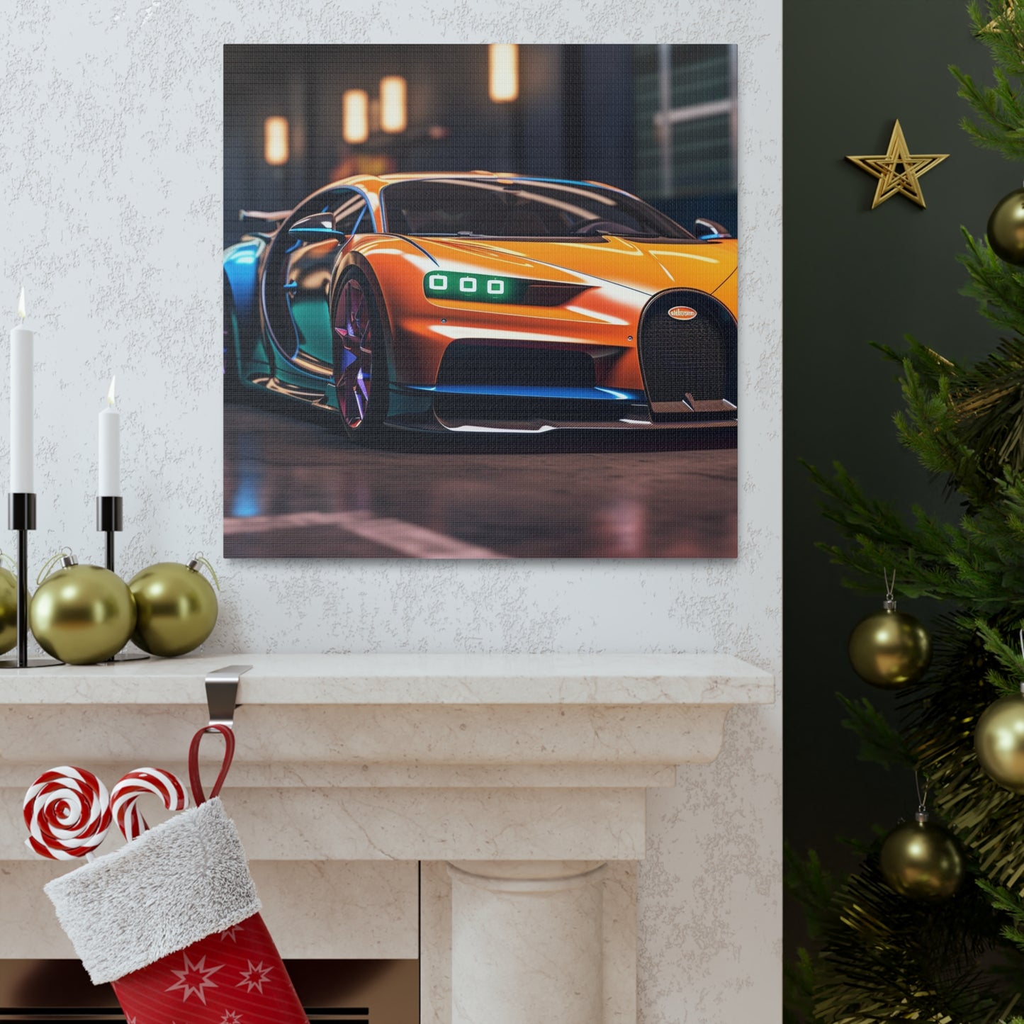 Canvas Gallery Wraps Hyper Bugatti Neon Chiron 1