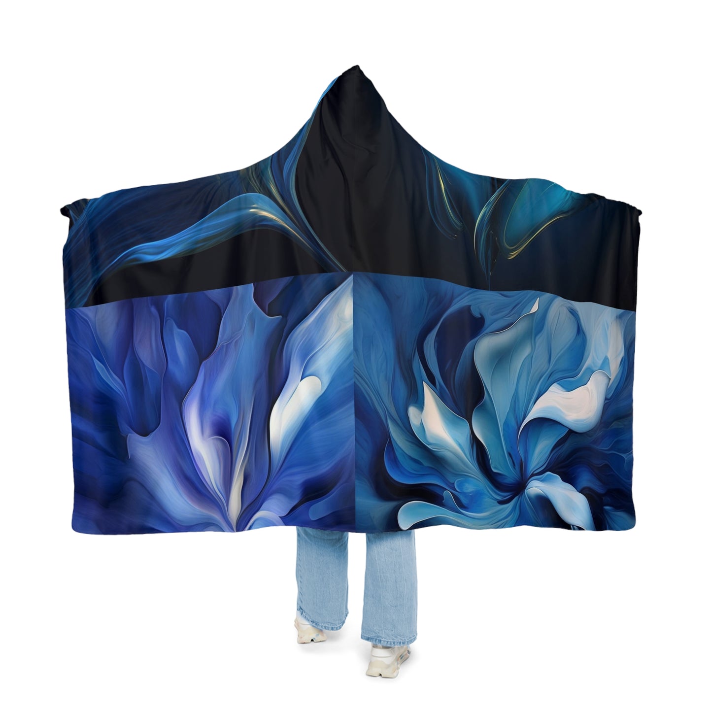 Snuggle Hooded Blanket Abstract Blue Tulip 5