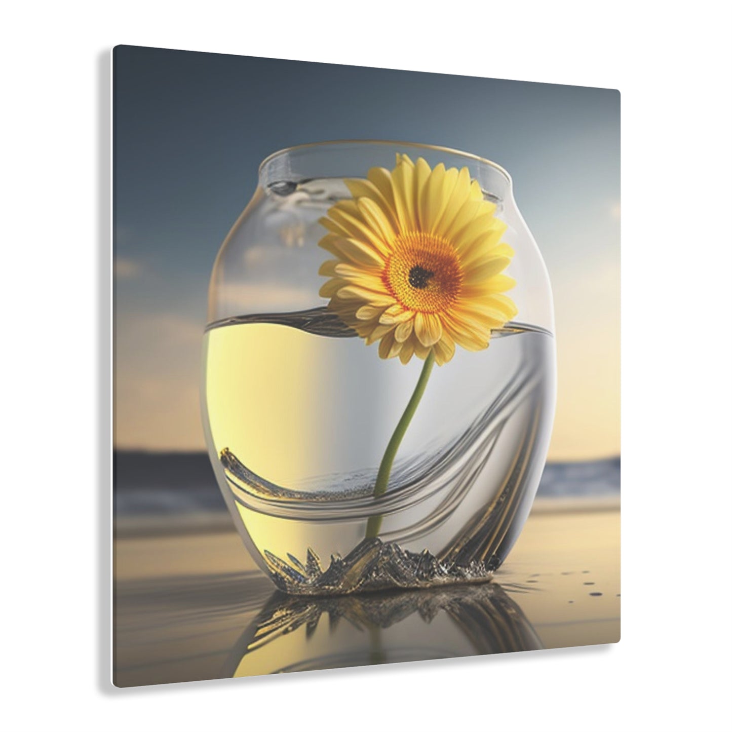 Acrylic Prints yello Gerbera glass 1