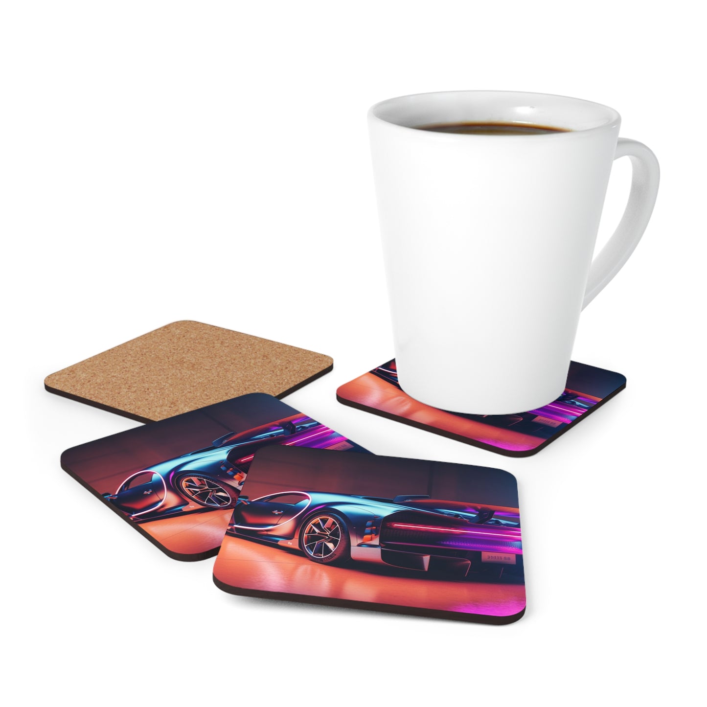 Corkwood Coaster Set Hyper Bugatti Neon Chiron 2