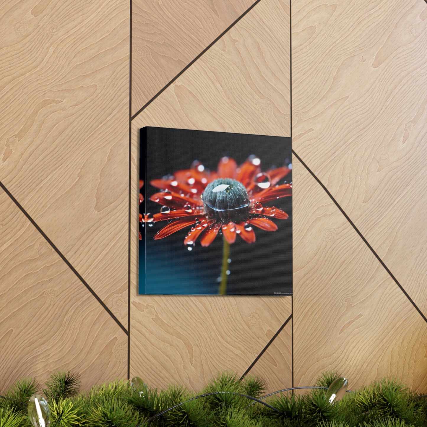 Canvas Gallery Wraps Water drop Macro Flower 1