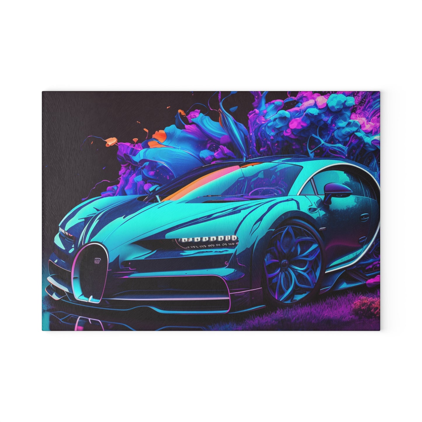 Glass Cutting Board Bugatti Neon Chiron 3