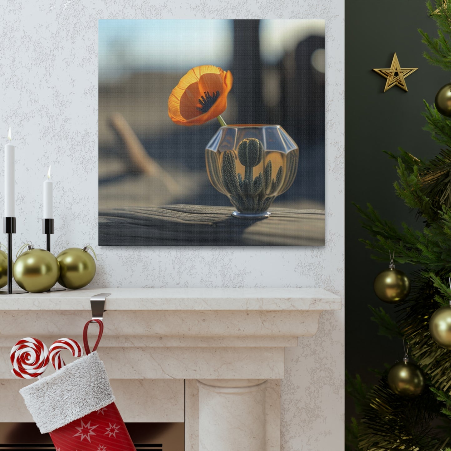 Canvas Gallery Wraps Orange Poppy in a Vase 2