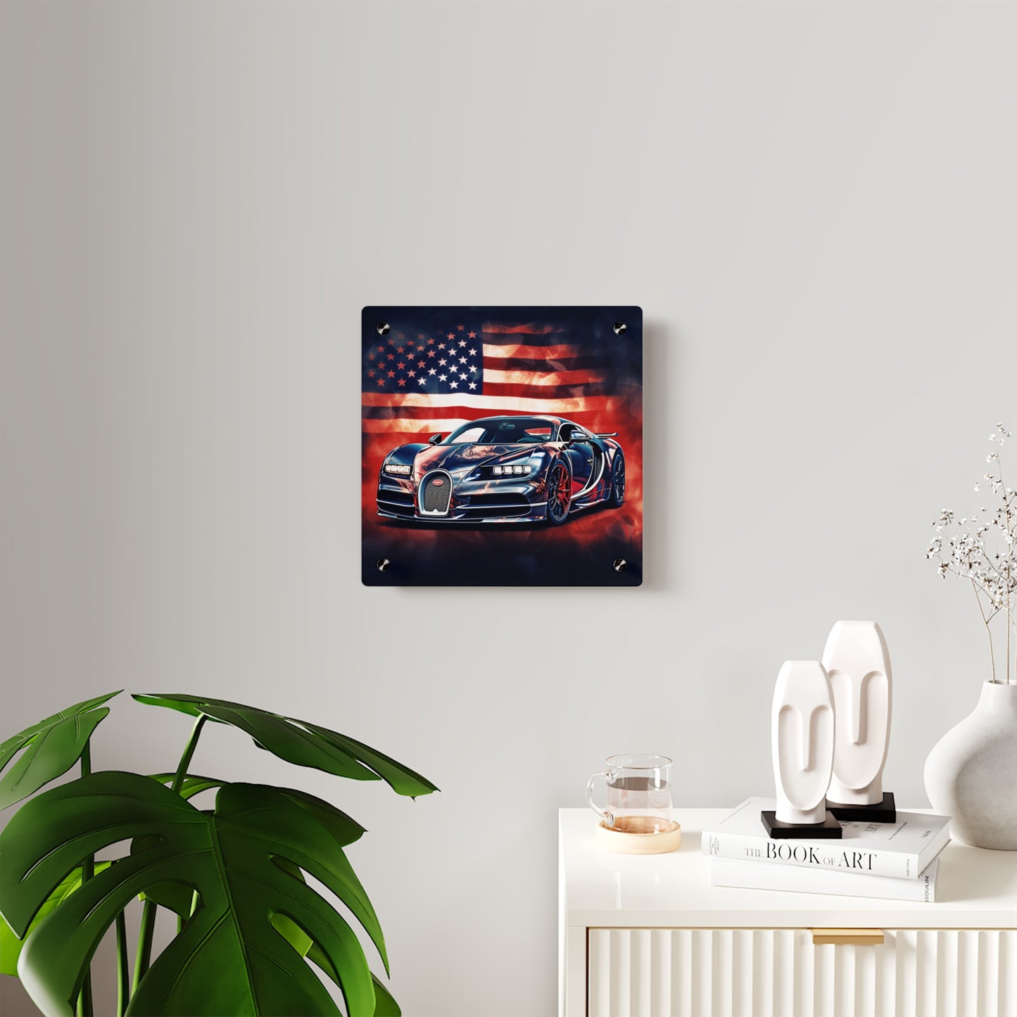 Acrylic Wall Art Panels Abstract American Flag Background Bugatti 4