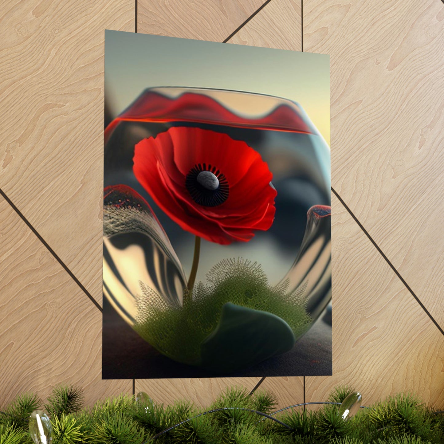 Premium Matte Vertical Posters Red Anemone in a Vase 3