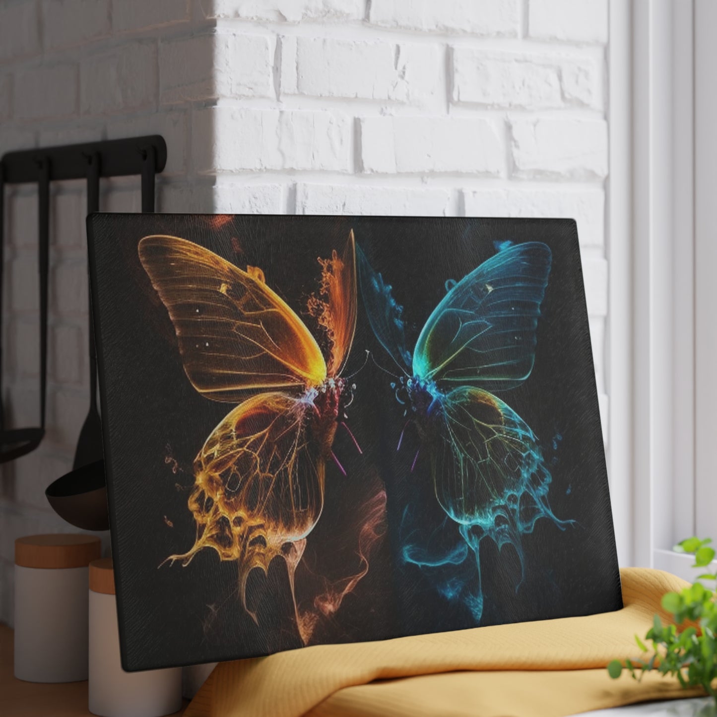 Glass Cutting Board Kiss Neon Butterfly 1