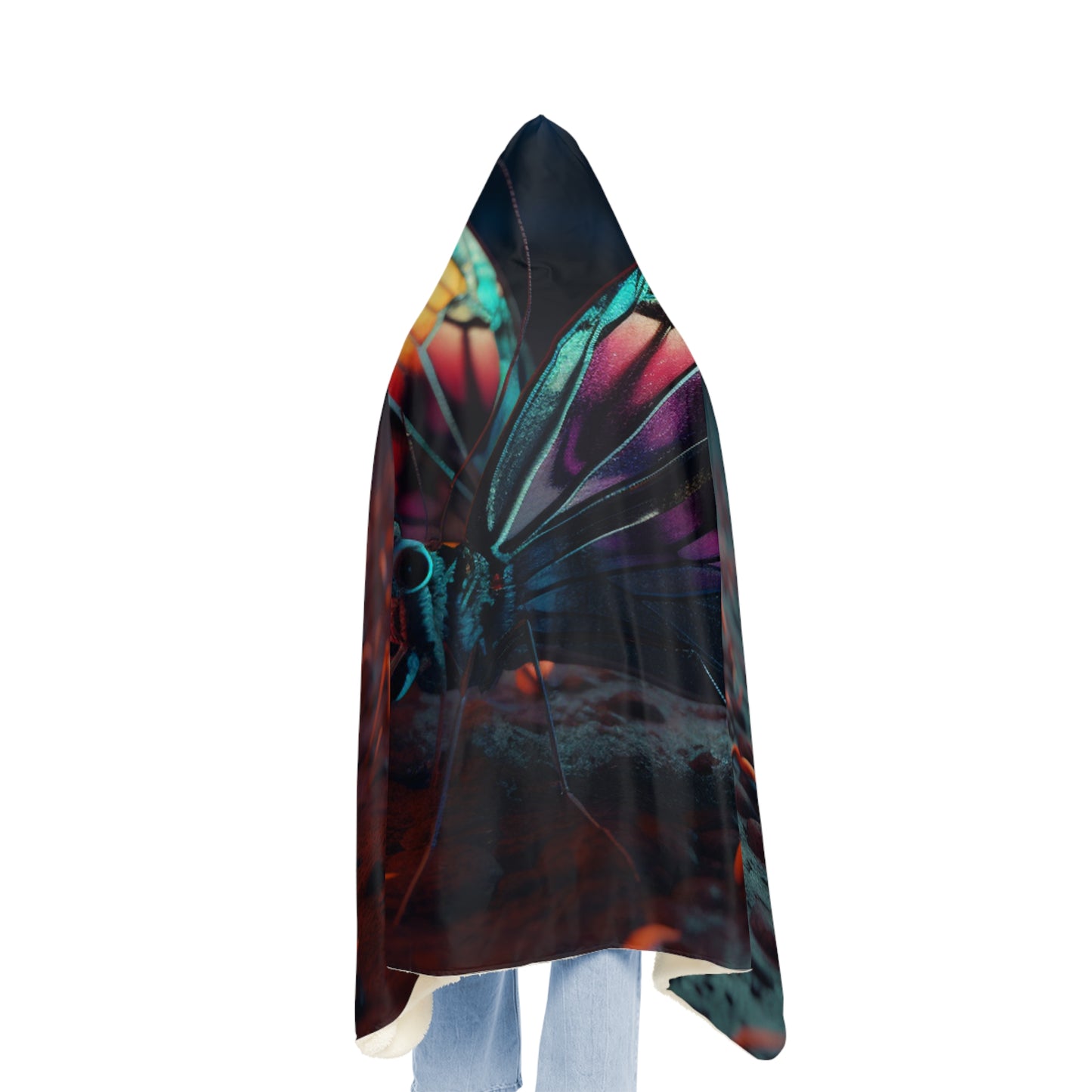 Snuggle Hooded Blanket Hyper Colorful Butterfly Macro 1