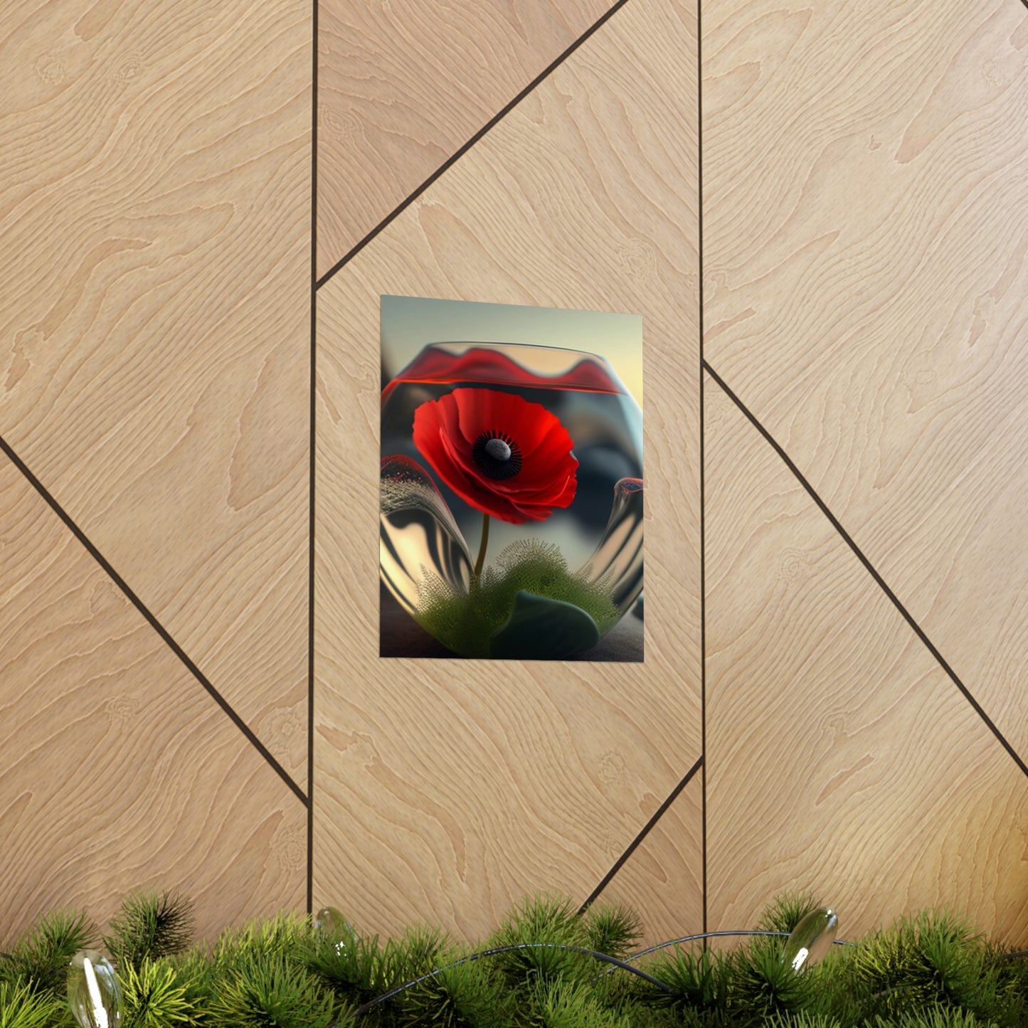 Premium Matte Vertical Posters Red Anemone in a Vase 3