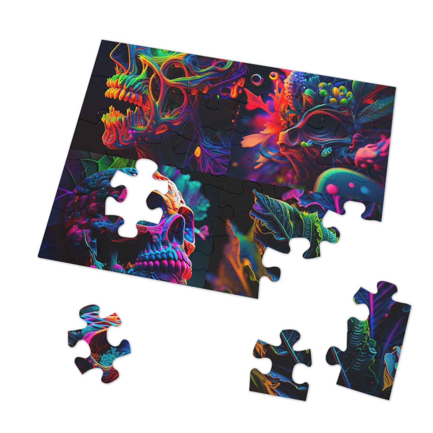 Jigsaw Puzzle (30, 110, 252, 500,1000-Piece) Florescent Skull Death 5
