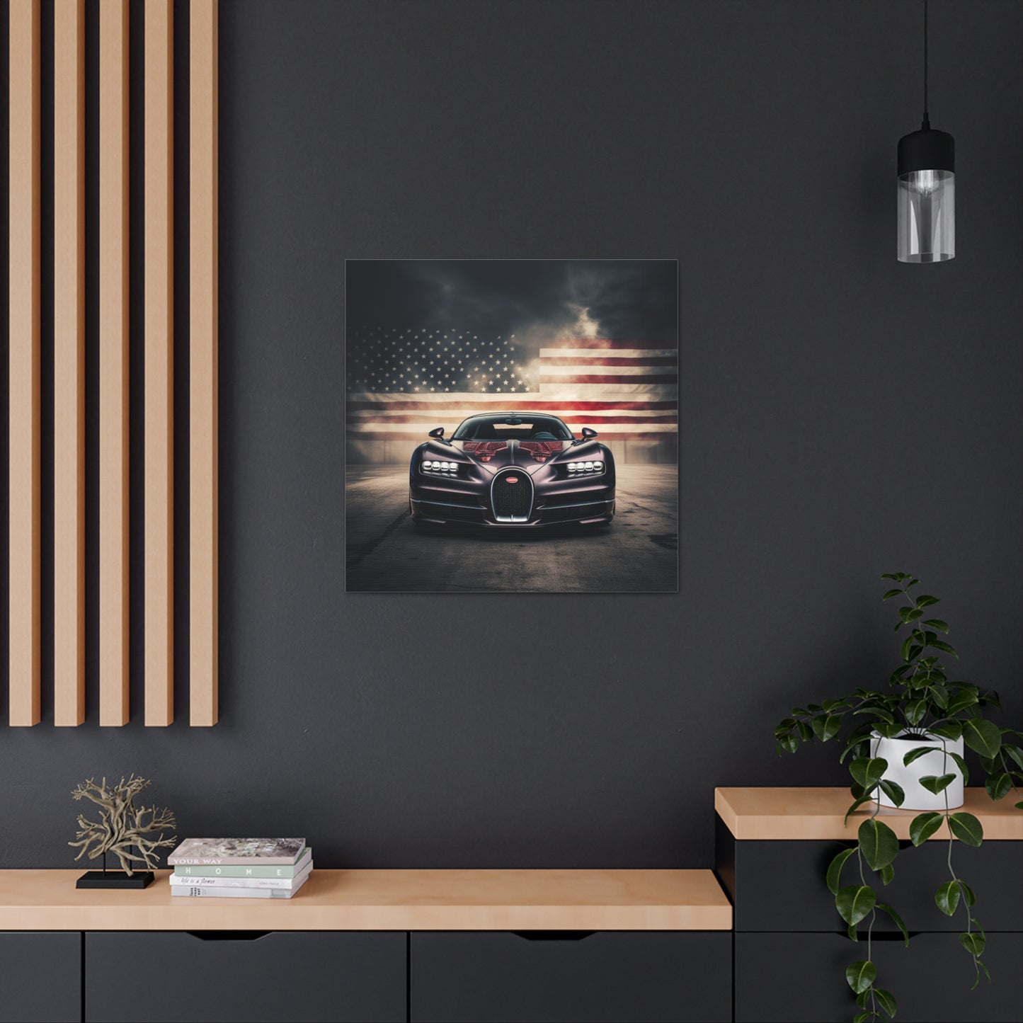 Canvas Gallery Wraps American Flag Background Bugatti 2