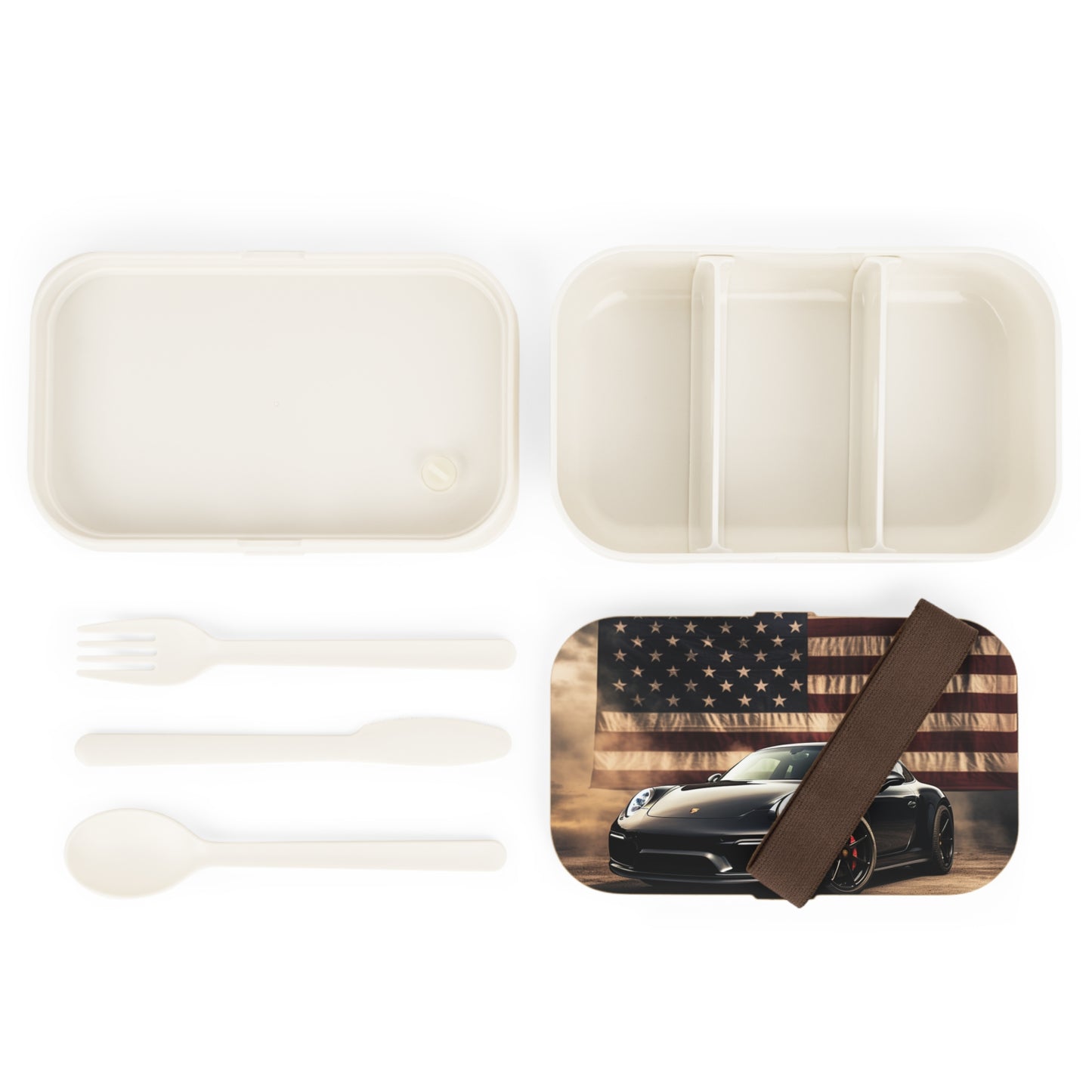 Bento Lunch Box American Flag Background Porsche 4