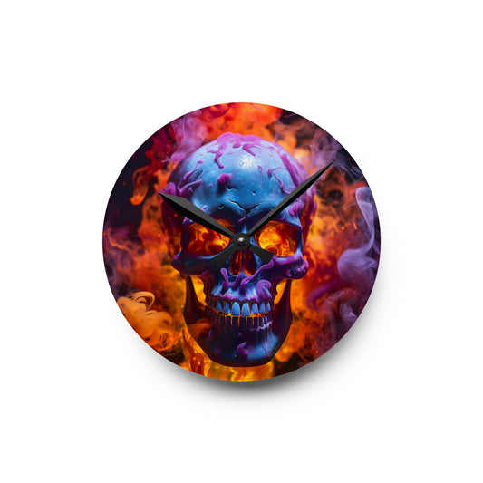 Acrylic Wall Clock Macro Skull 3