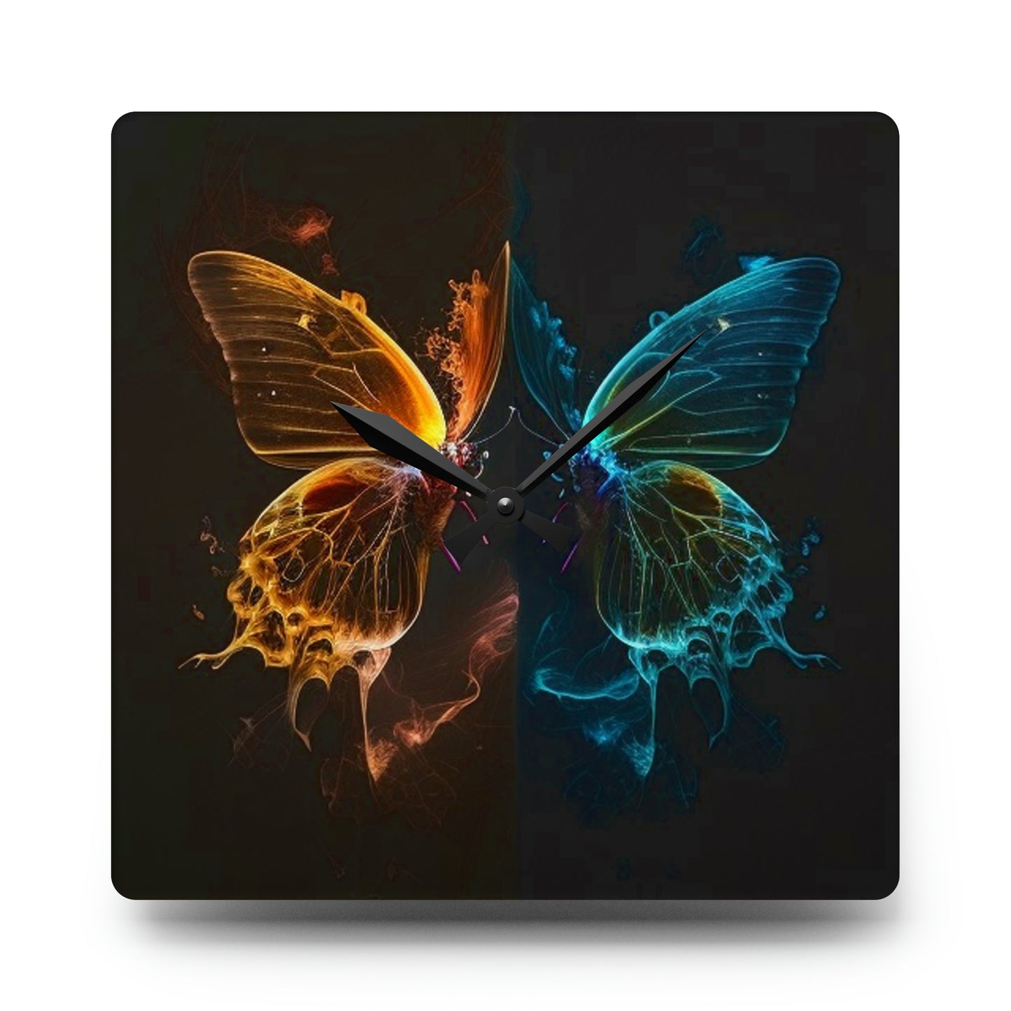 Acrylic Wall Clock Kiss Neon Butterfly 1