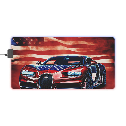 LED Gaming Mouse Pad Abstract American Flag Background Bugatti 3