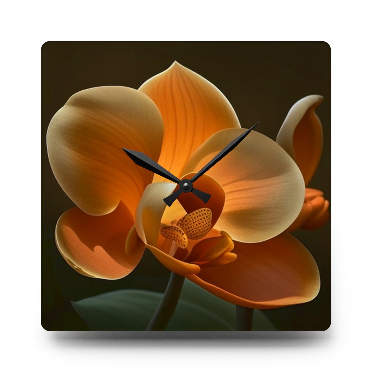 Acrylic Wall Clock Orange Orchid 4