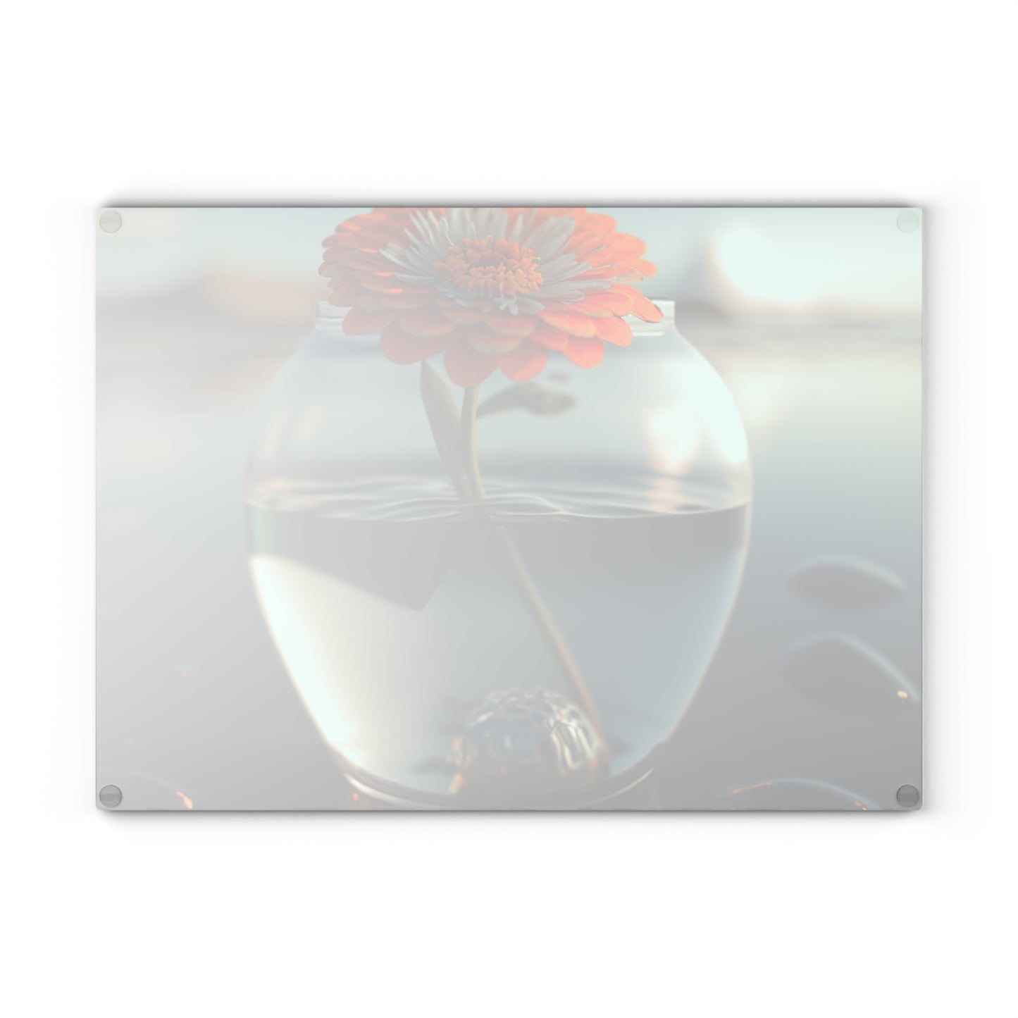 Glass Cutting Board Orange Zinnia 3