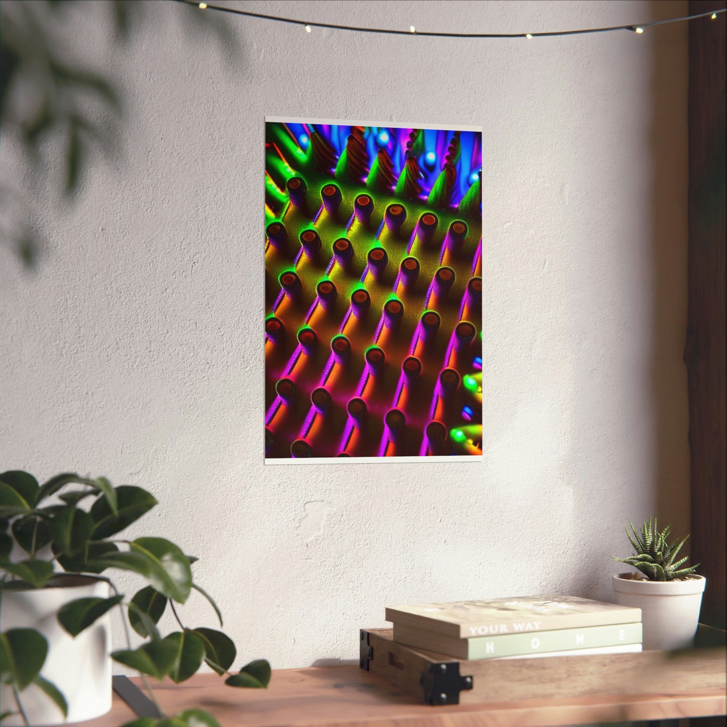 posters Macro Cactus neon square 1