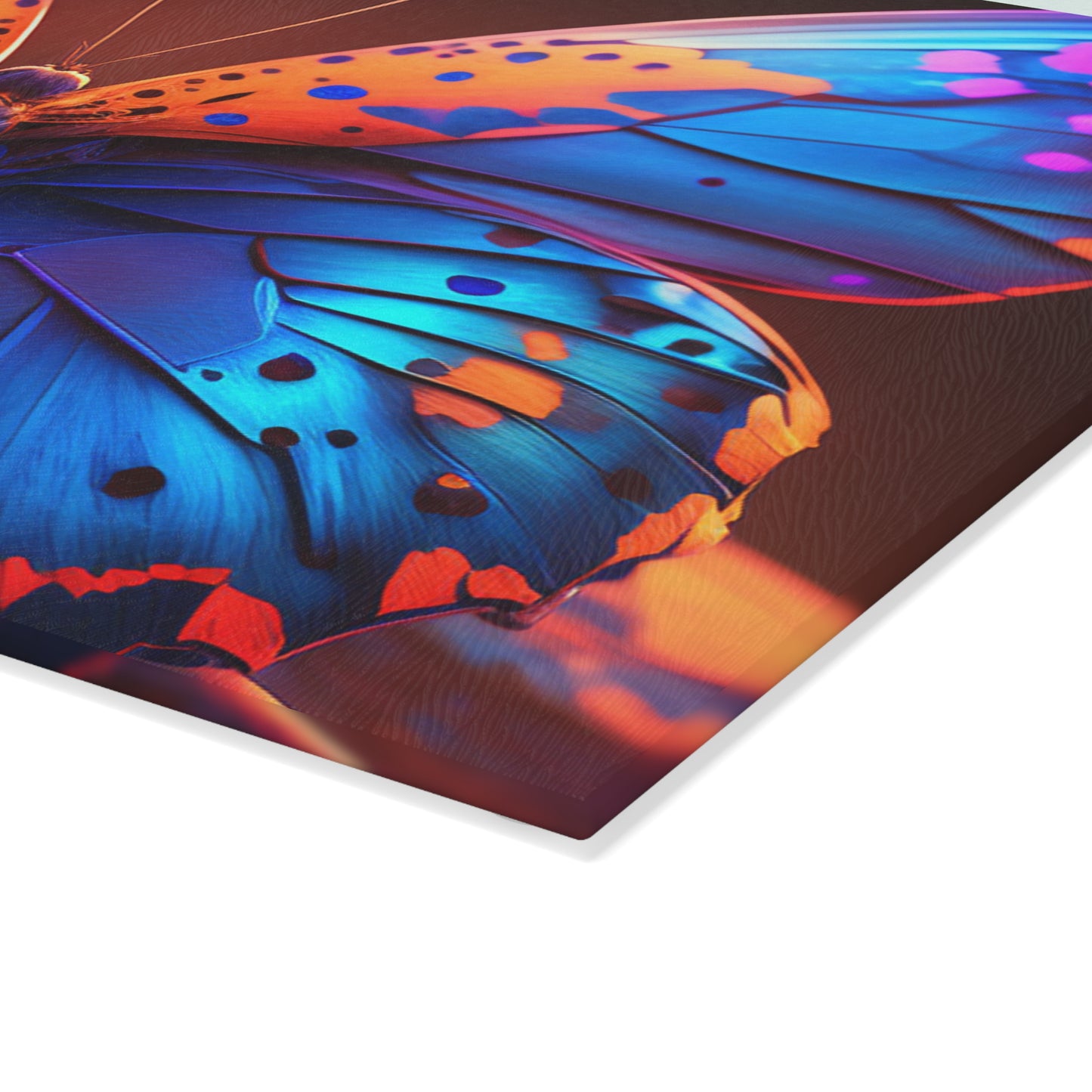 Glass Cutting Board Neon Butterfly Macro 3