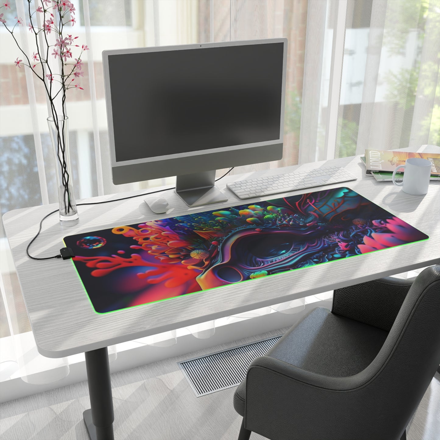 LED Gaming Mouse Pad Florescent Skull Death 2