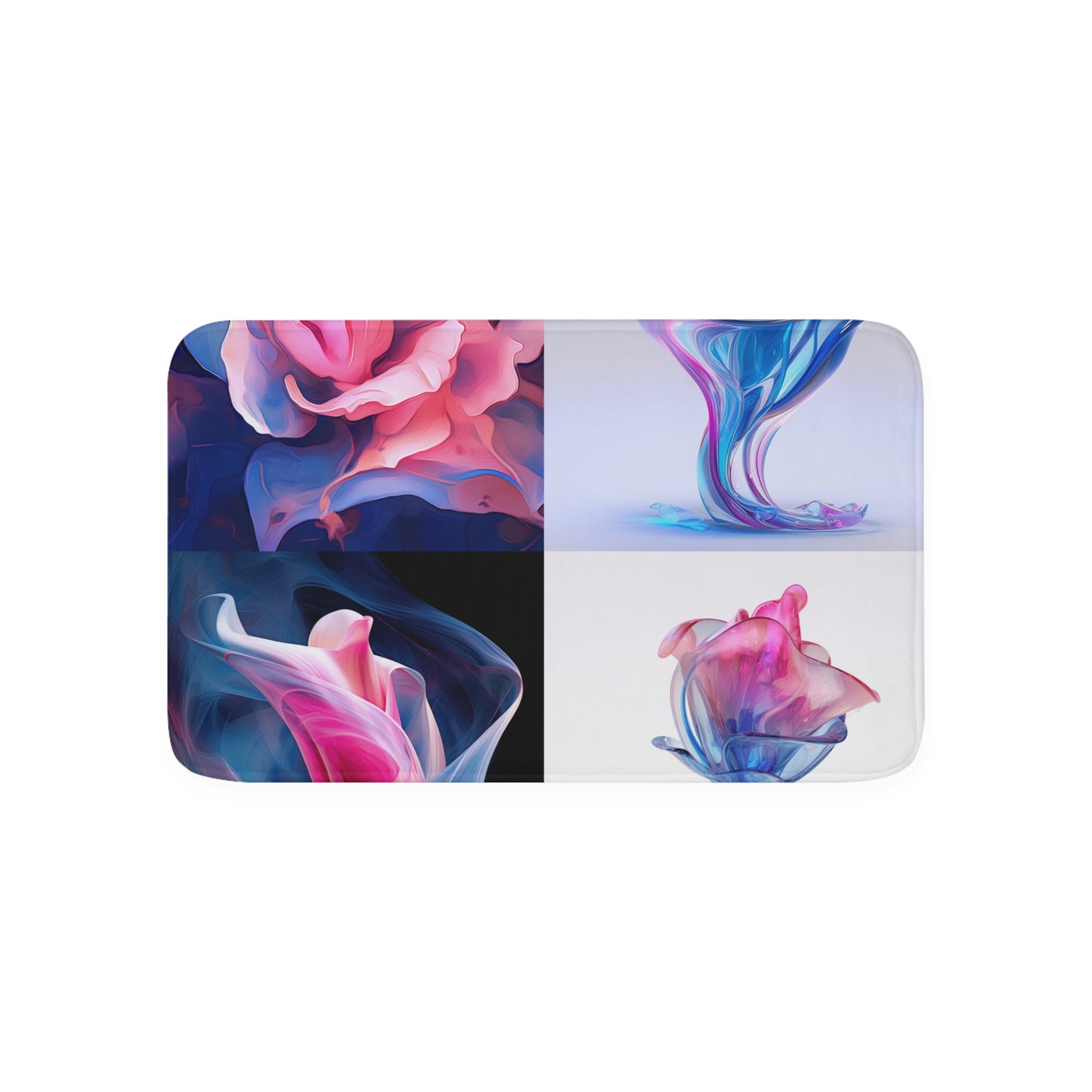 Memory Foam Bath Mat Pink & Blue Tulip Rose 5