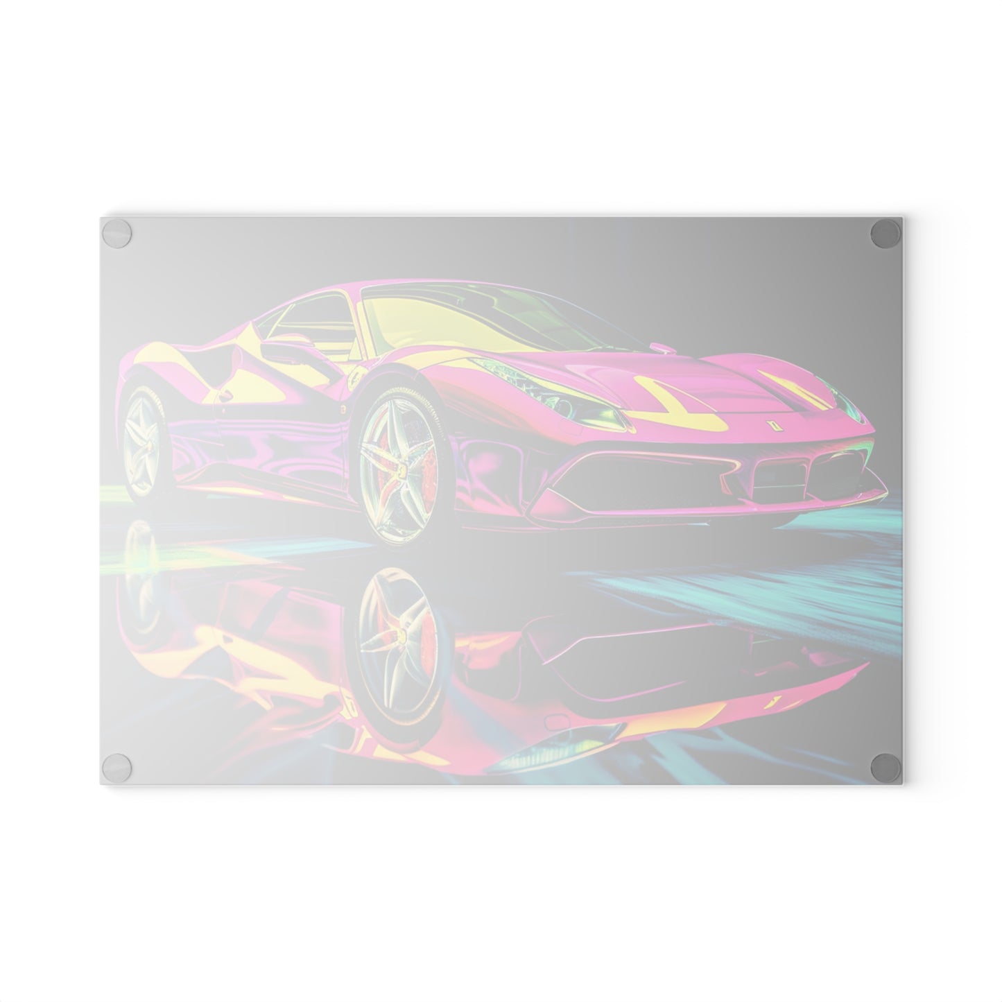 Glass Cutting Board Pink Ferrari Macro 3