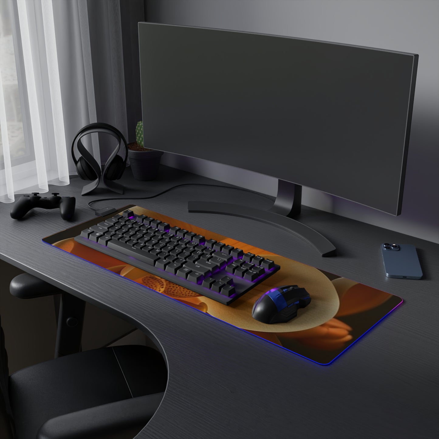 LED Gaming Mouse Pad Orange Orchid 4