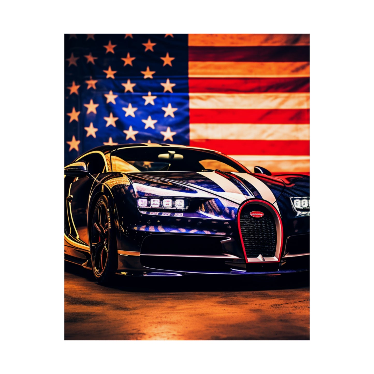 Premium Matte Vertical Posters Macro Bugatti American Flag 4