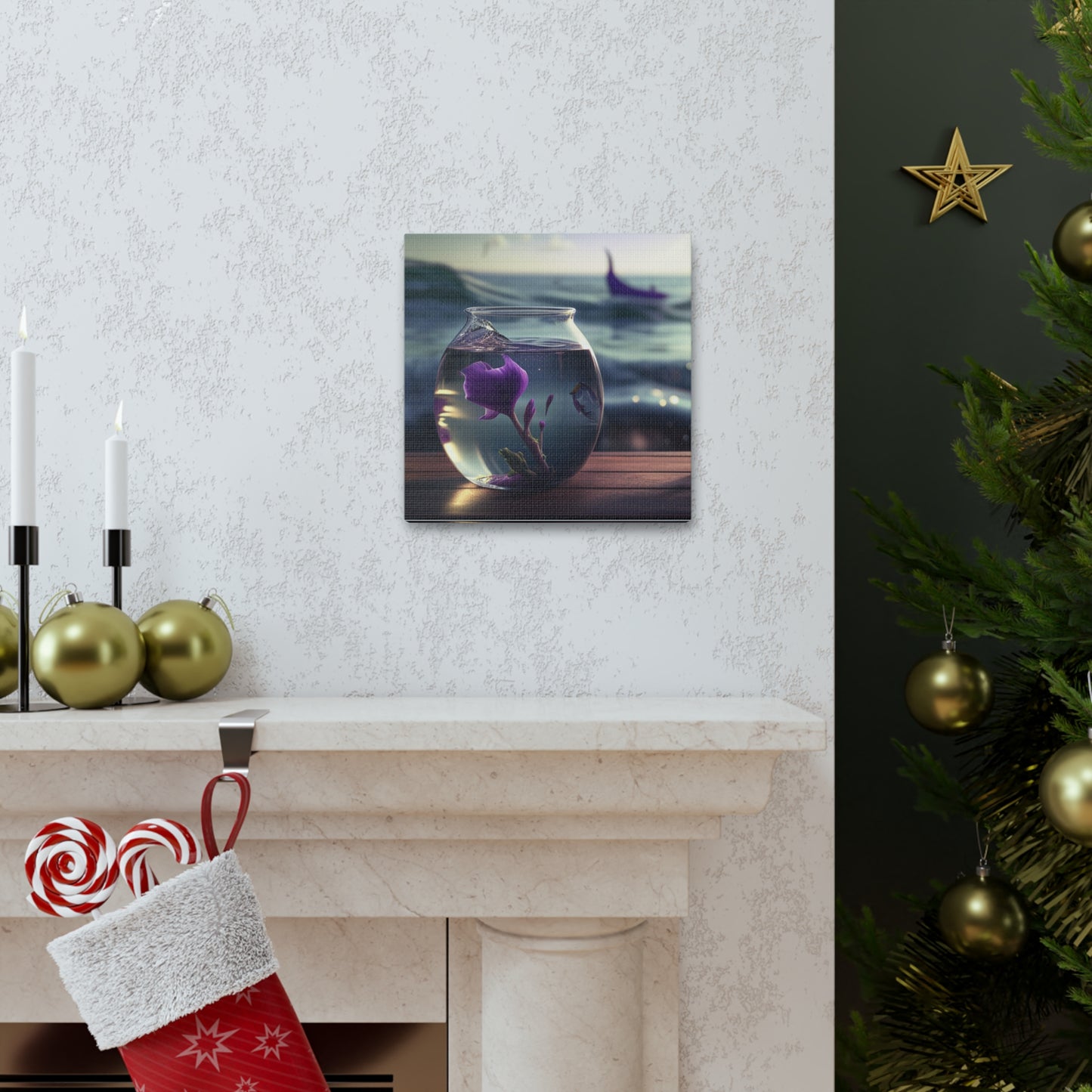 Canvas Gallery Wraps Purple Sweet pea in a vase 1
