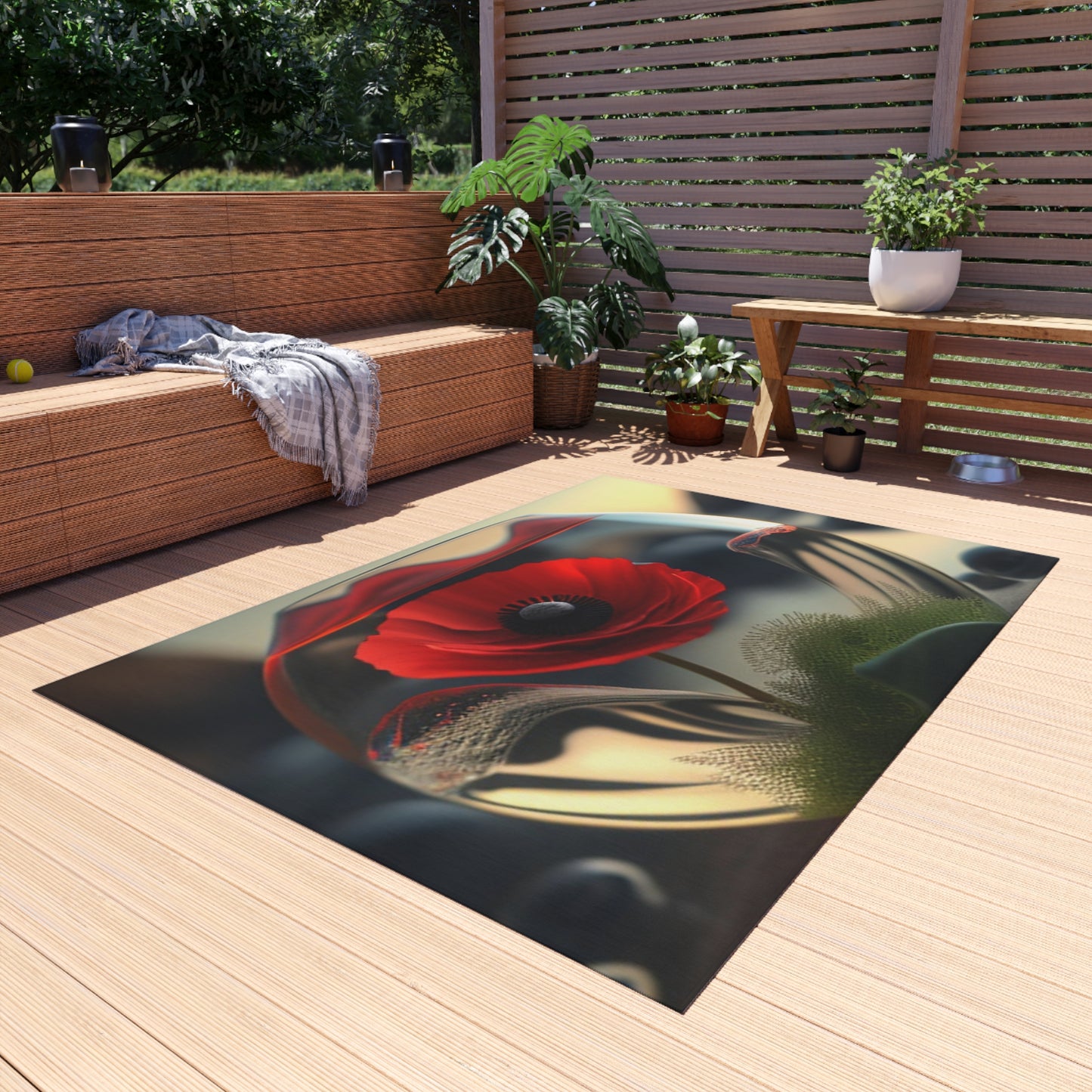 Outdoor Rug  Red Anemone in a Vase 3